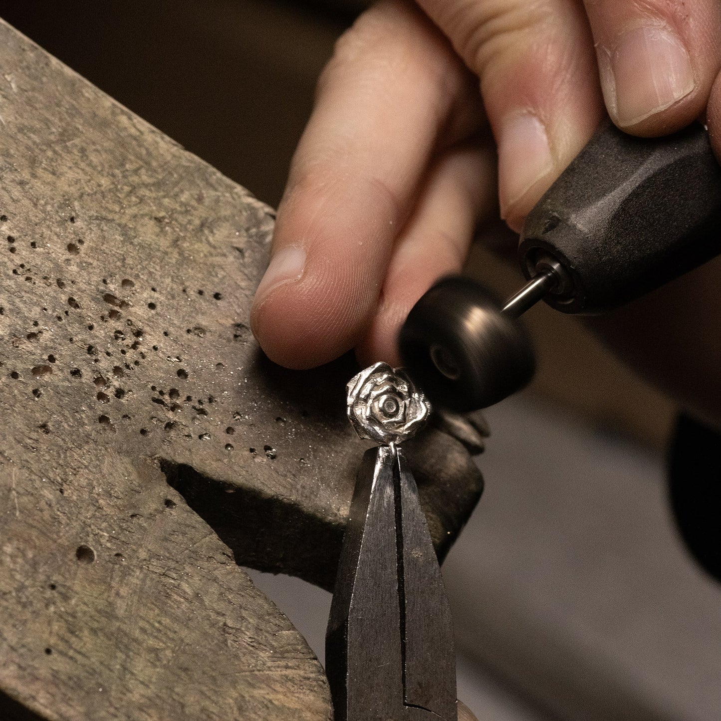 June Birth Flower Necklace - Rose - Silver