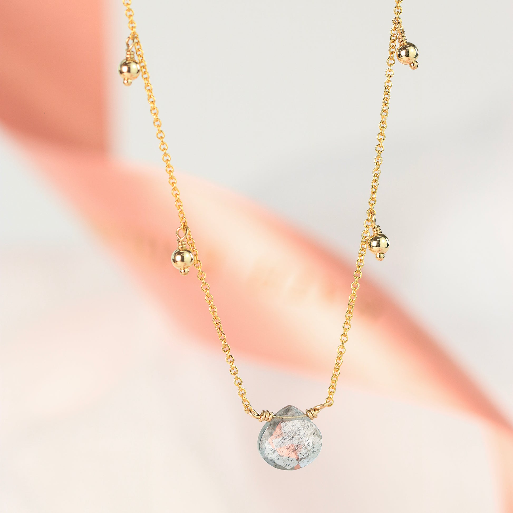 13th Birthday Gift - Birthstone Briolette Choker Necklace - Silver & Gold