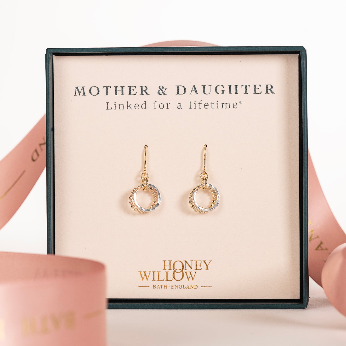 Mother Daughter Gift - Love Knot Earrings - Silver & 9kt Gold
