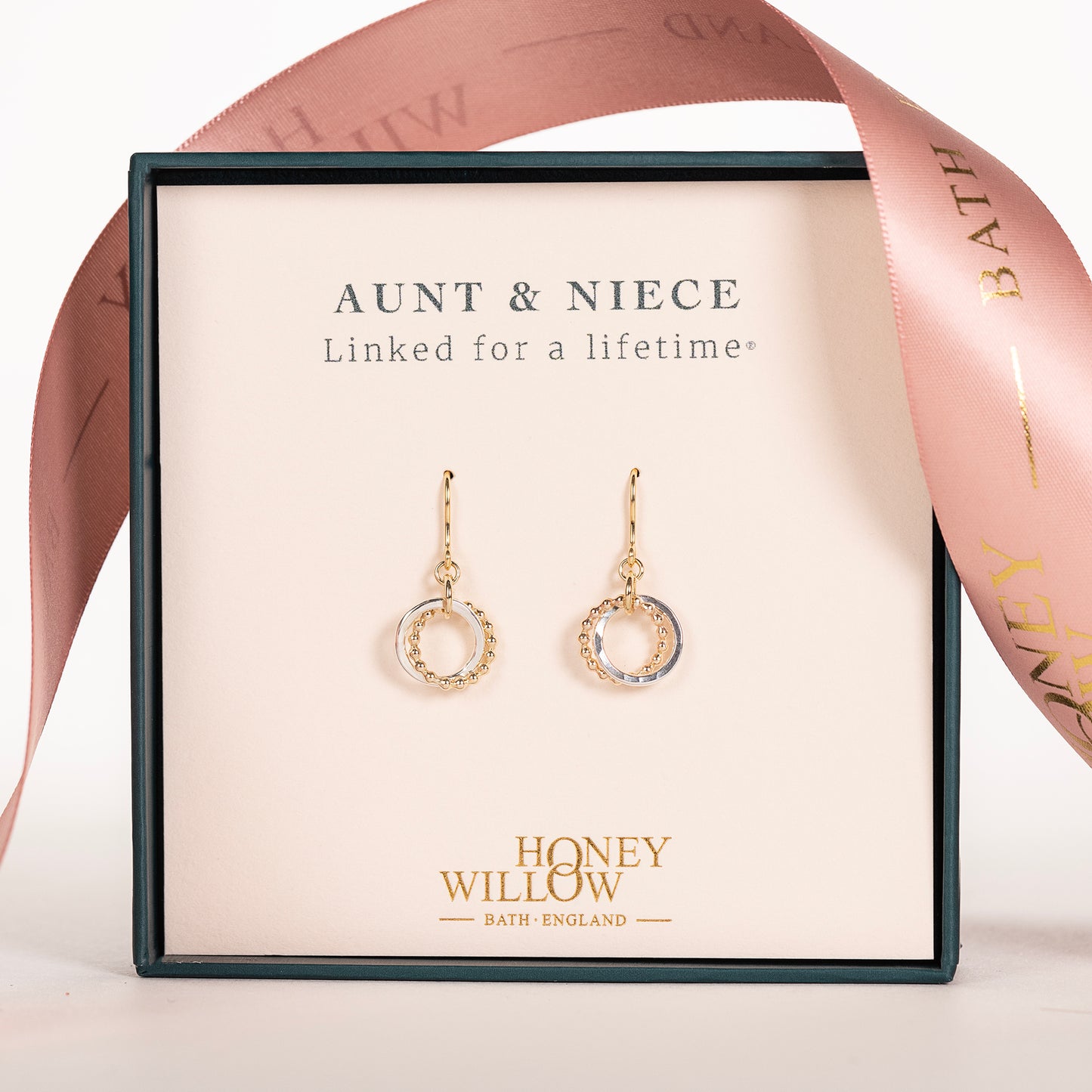 Aunt & Niece Gift - Love Knot Earrings - Silver & 9kt Gold