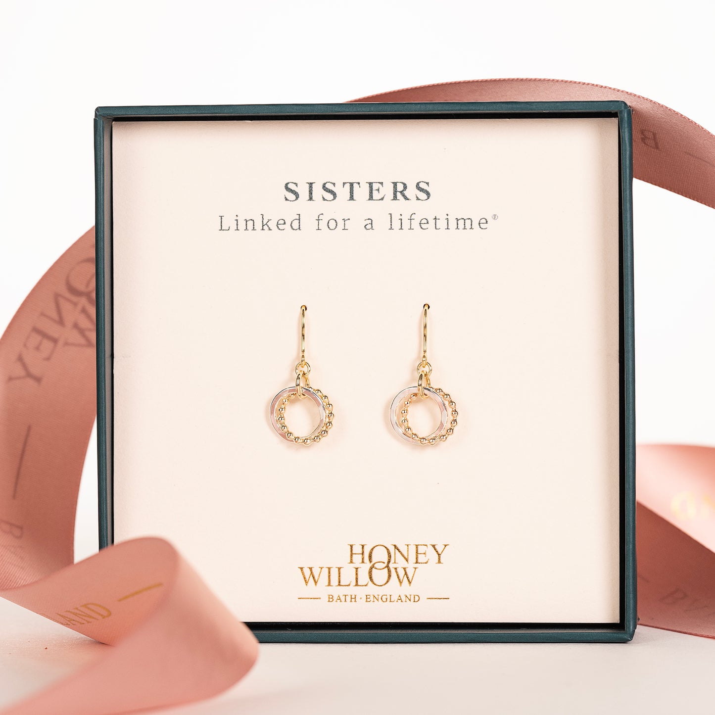 Gift for Sister - Love Knot Earrings - Silver & 9kt Gold