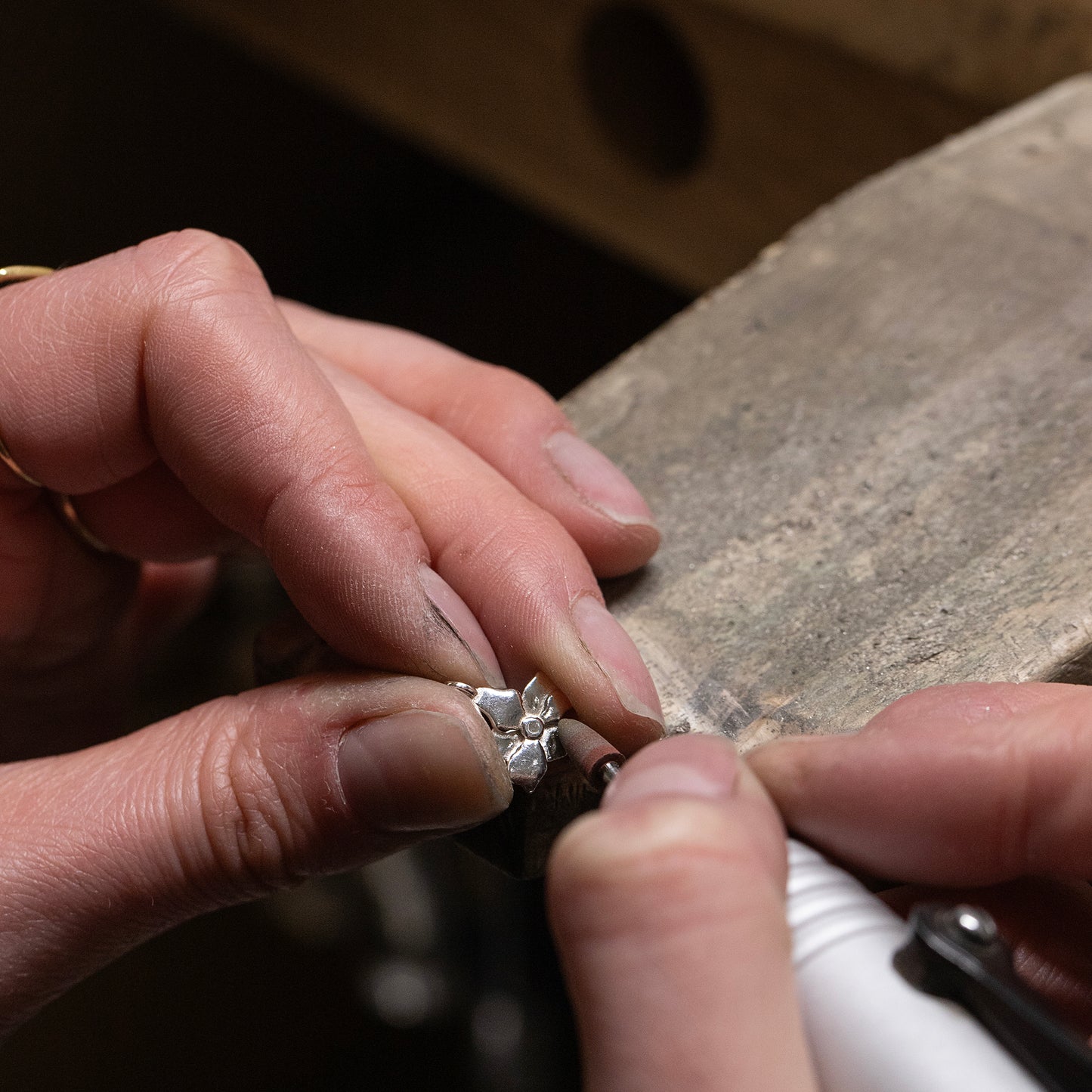 Personalised Gladiolus Flower Bangle - Strength - Silver