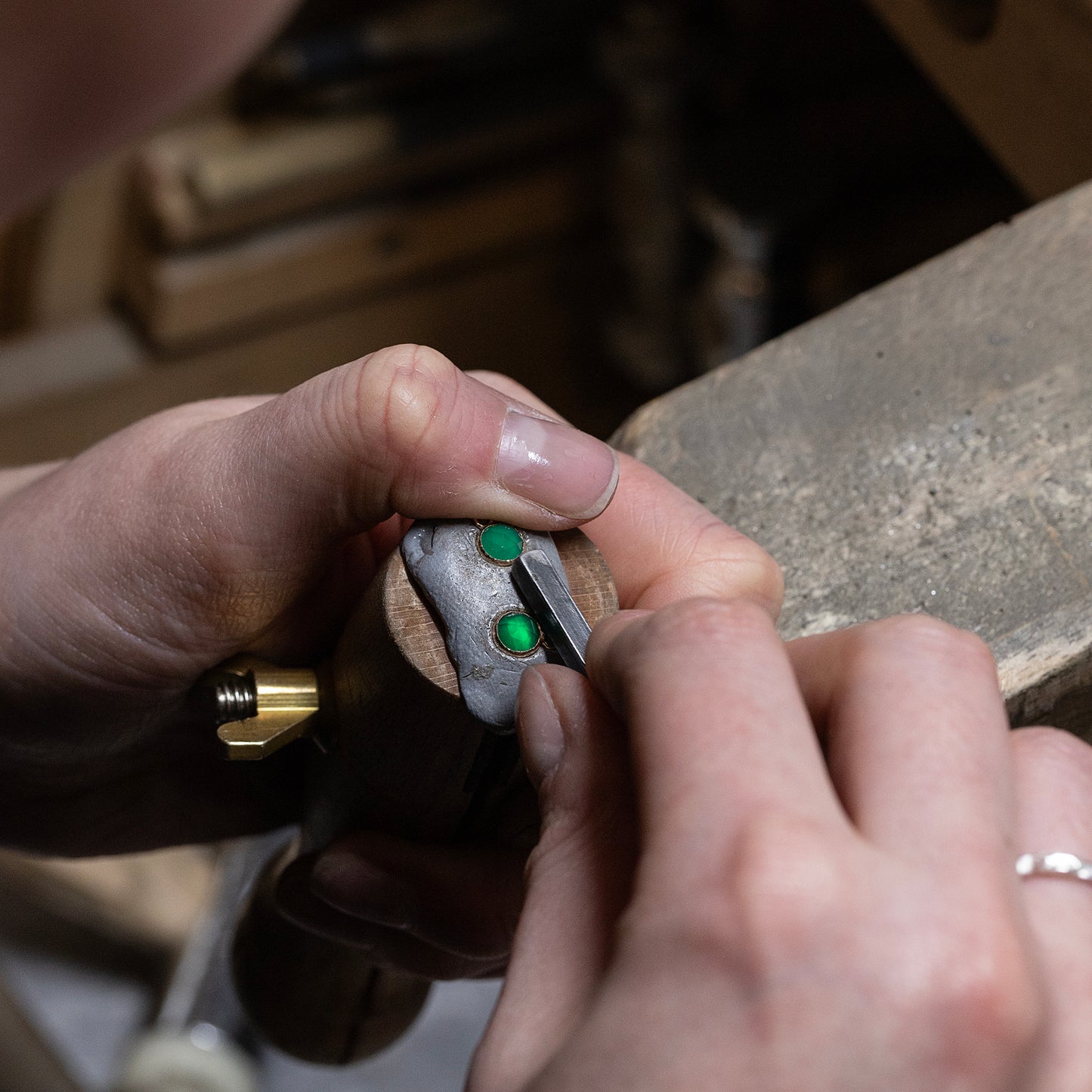 May Birthstone Drop Earrings - Green Onyx - Silver & Gold