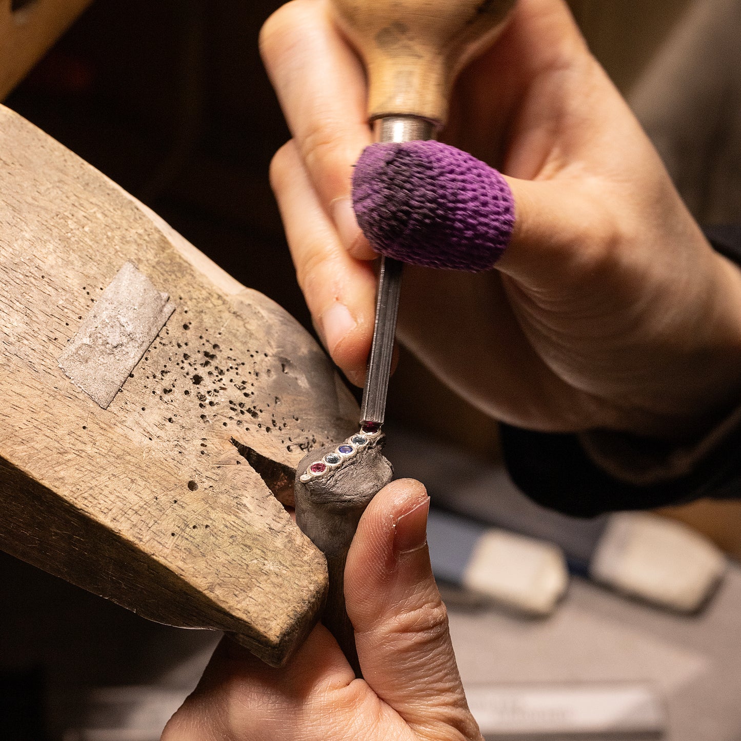 Family Birthstone Necklace - 5 Birthstones for 5 Loved Ones - Silver