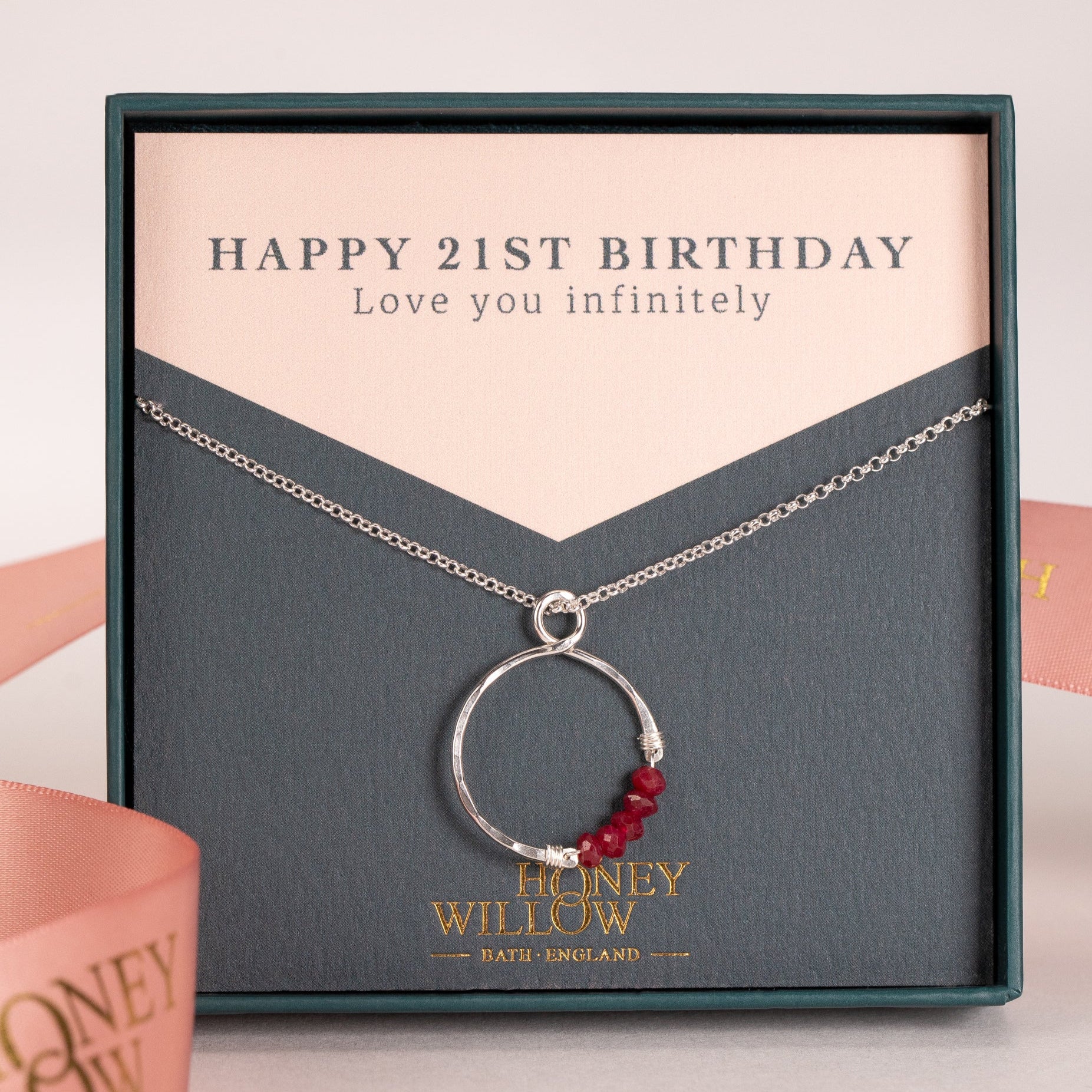 21st Birthday Gift Infinity Birthstone Necklace Silver Gold