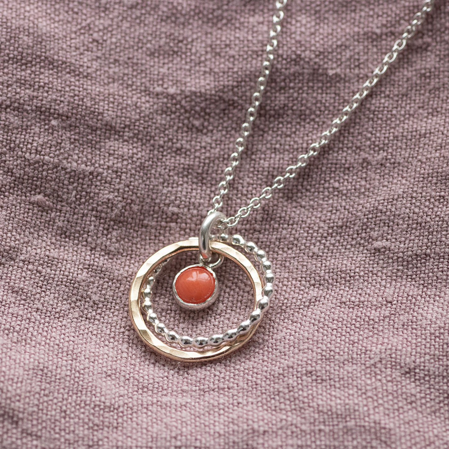 35th Anniversary Gift - Coral Anniversary Necklace - Silver & Gold