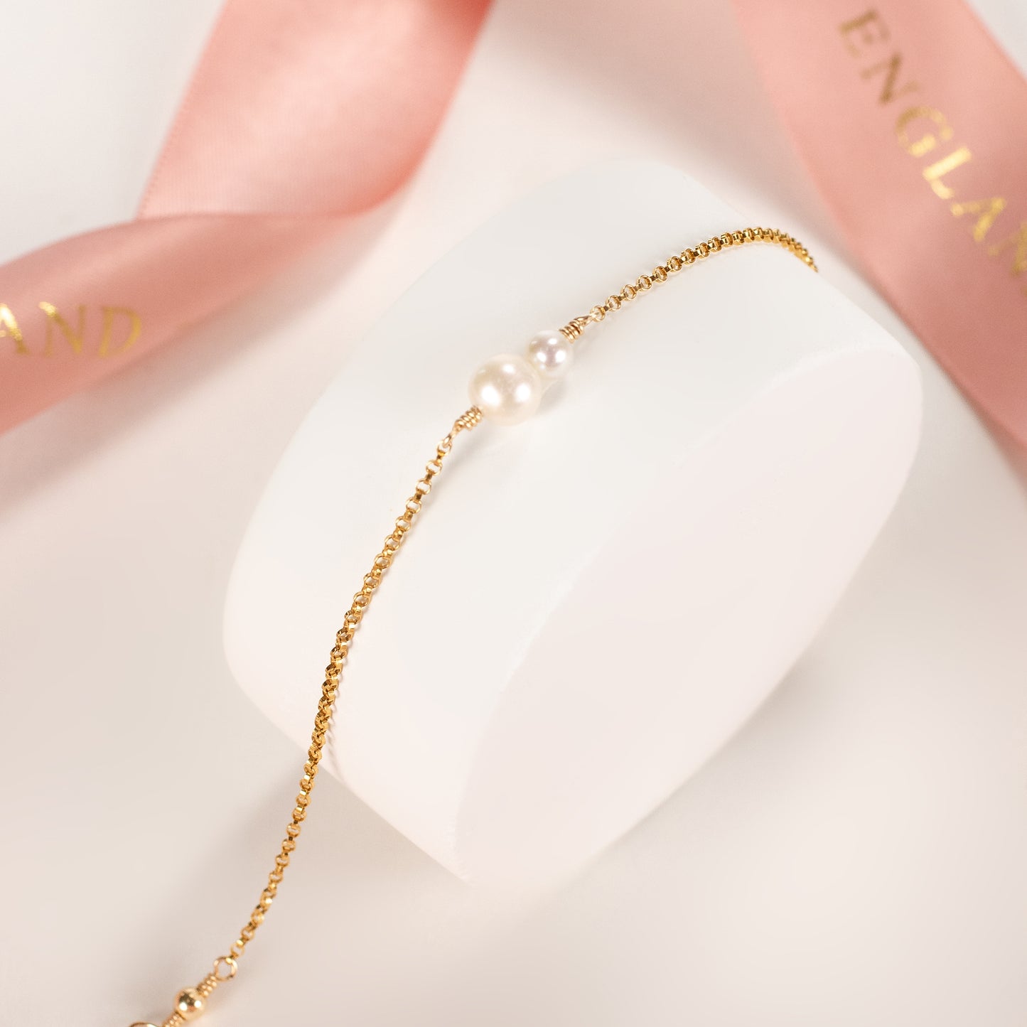 Wedding Day Gift for Friend - Double Pearl Bracelet - Silver & Gold