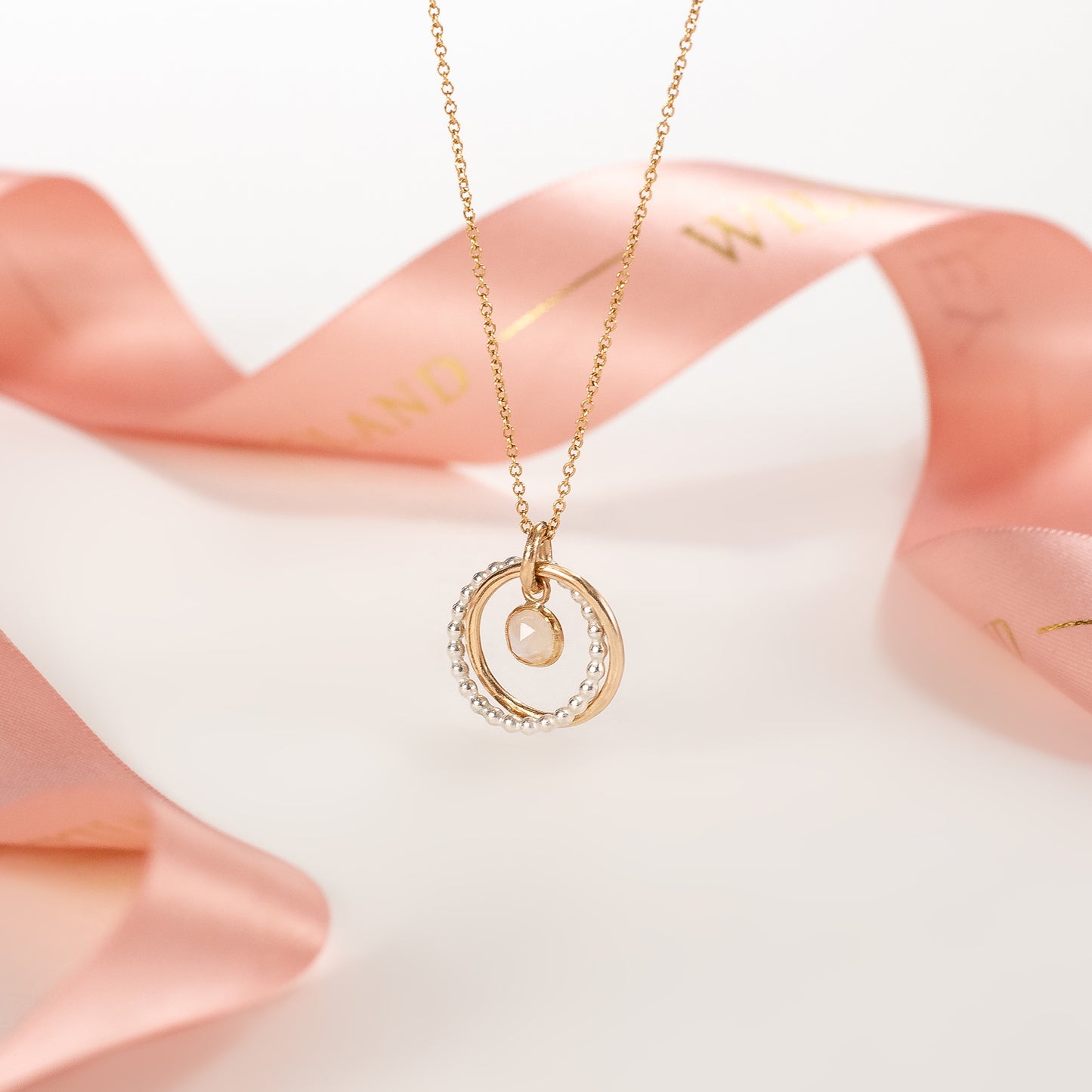 Moonstone Double Link Necklace - Luck - Silver & Gold