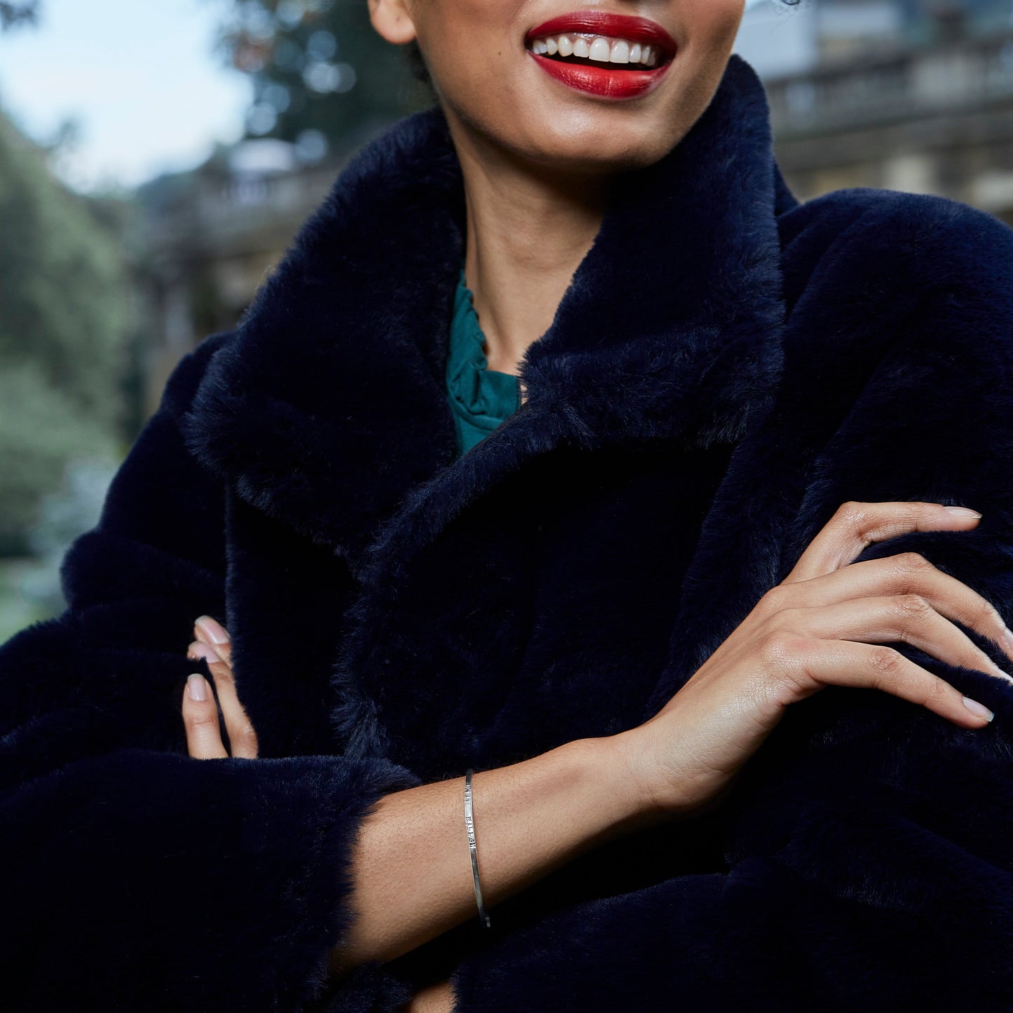 21st Anniversary Gift - Personalised Iolite Bangle - Silver