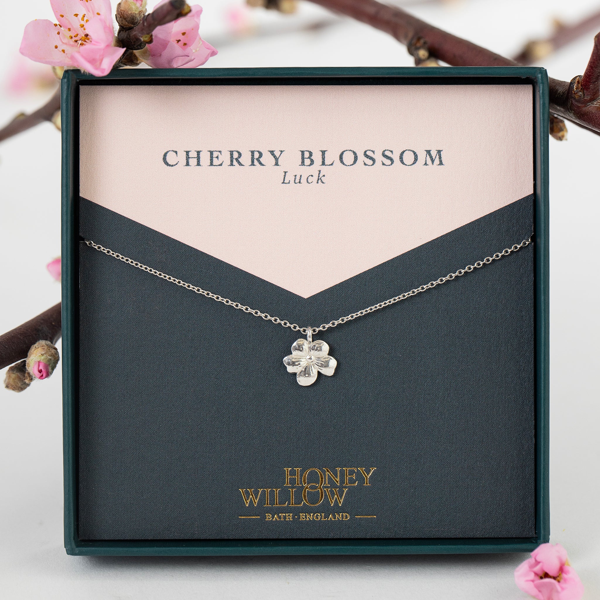 Cherry popular blossom fox necklace