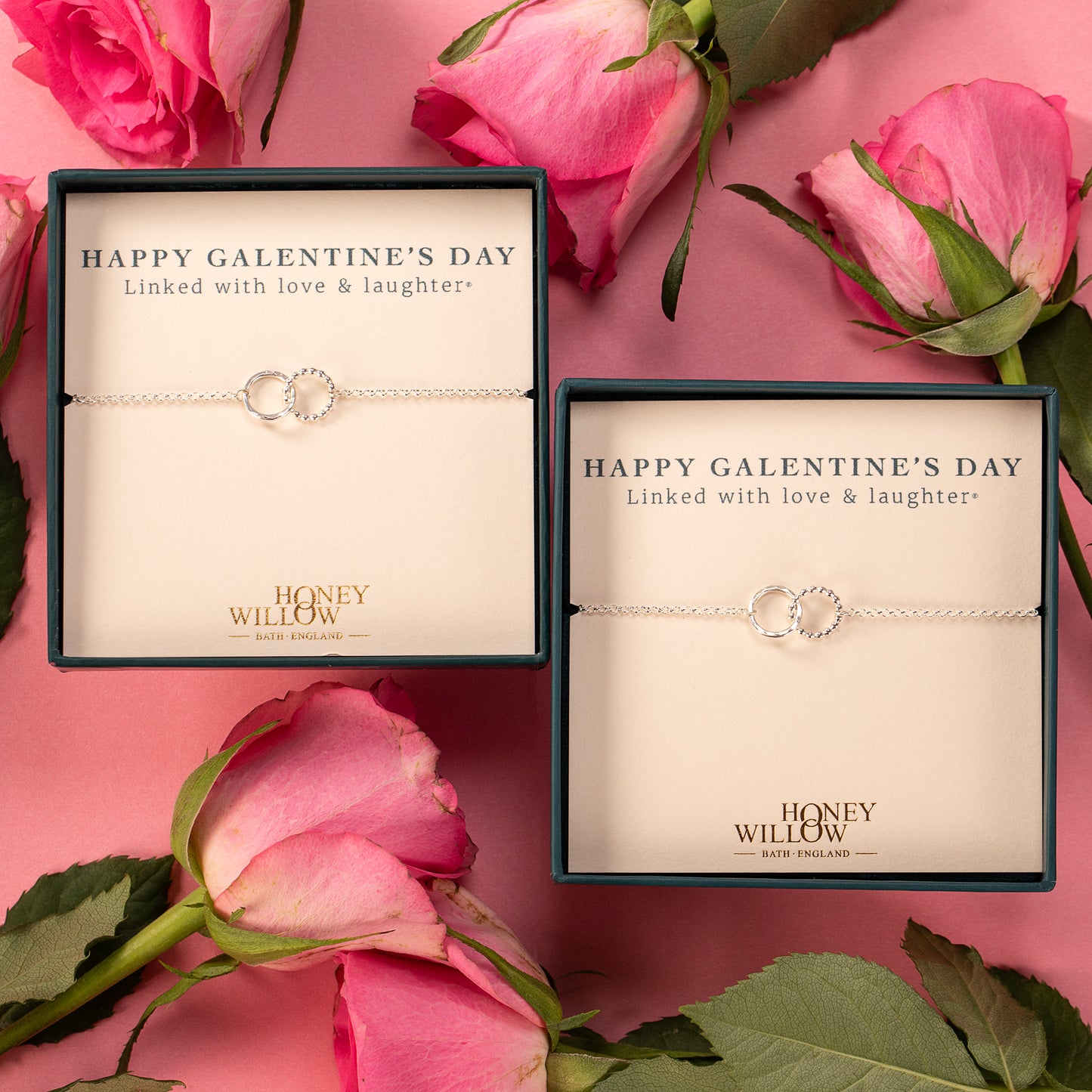 Galentines Gift for Friend - Friendship Bracelet - Love Link - Silver