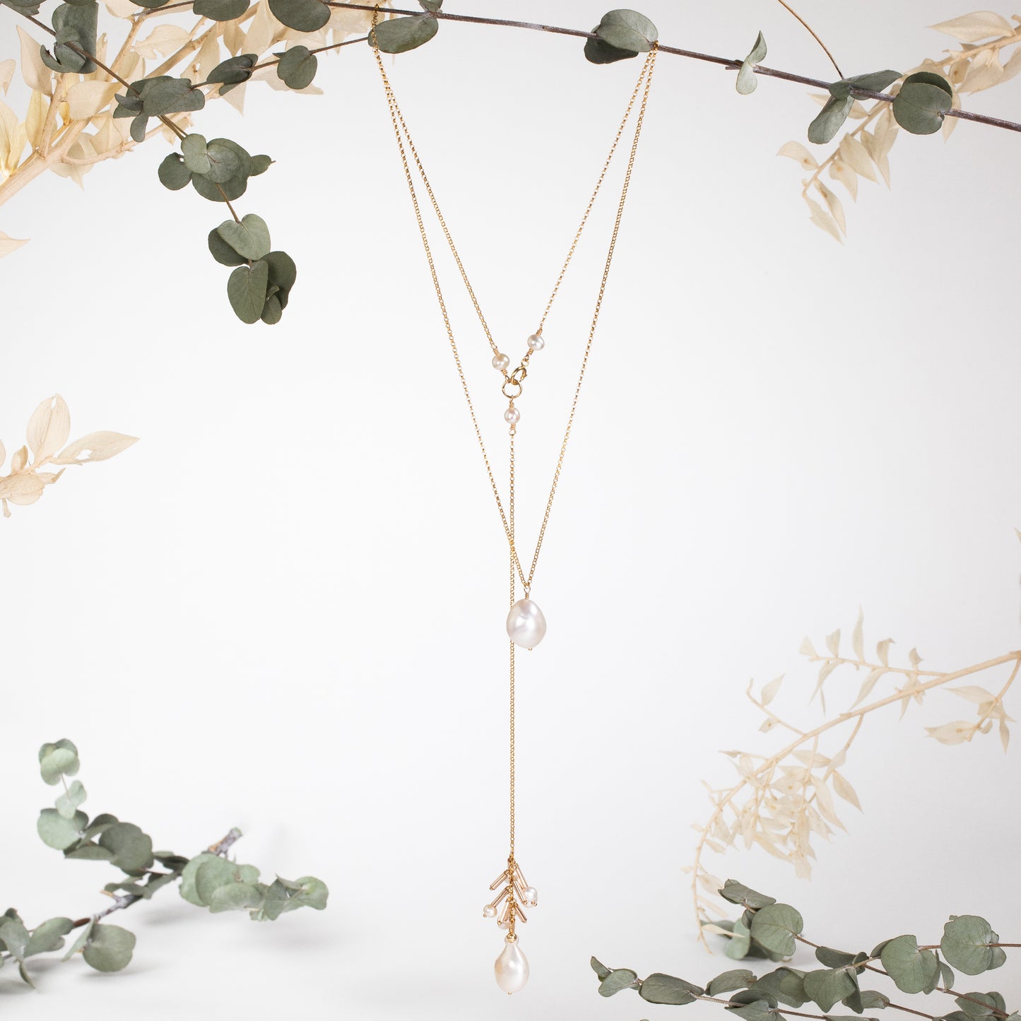 Baroque Pearl Back Drop Necklace