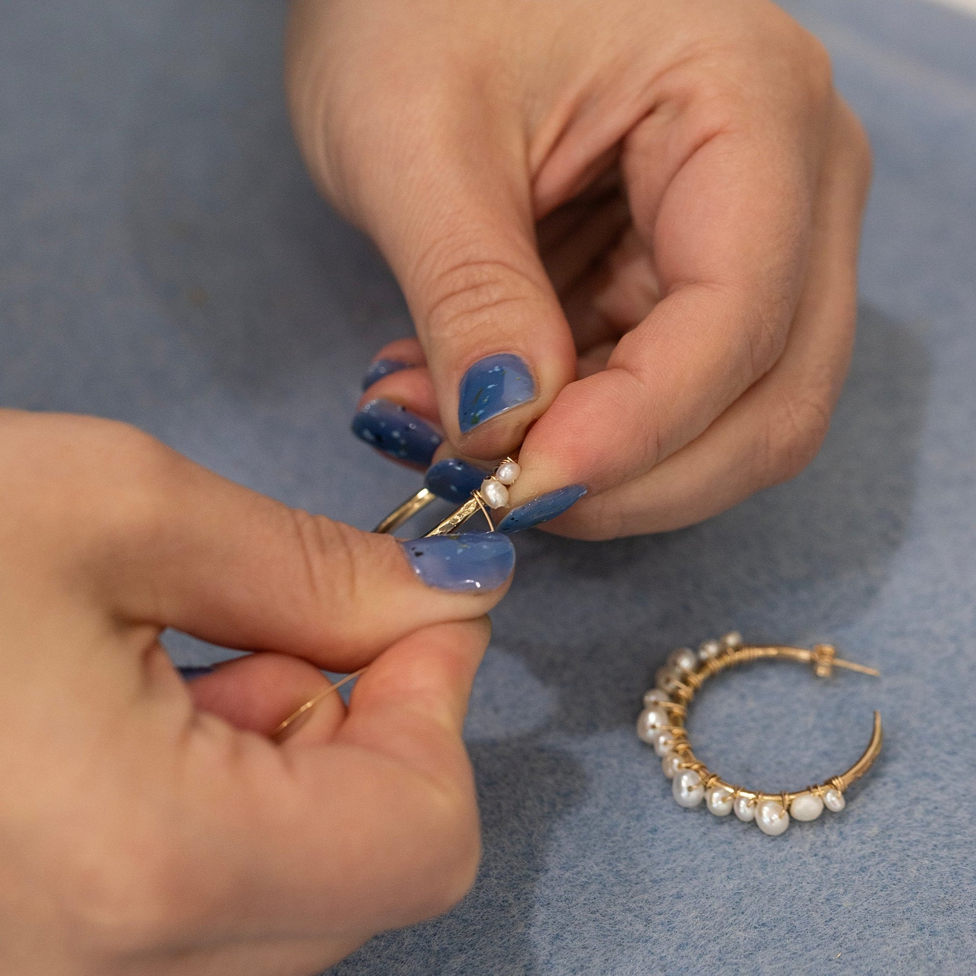 wrapping pearl hoops