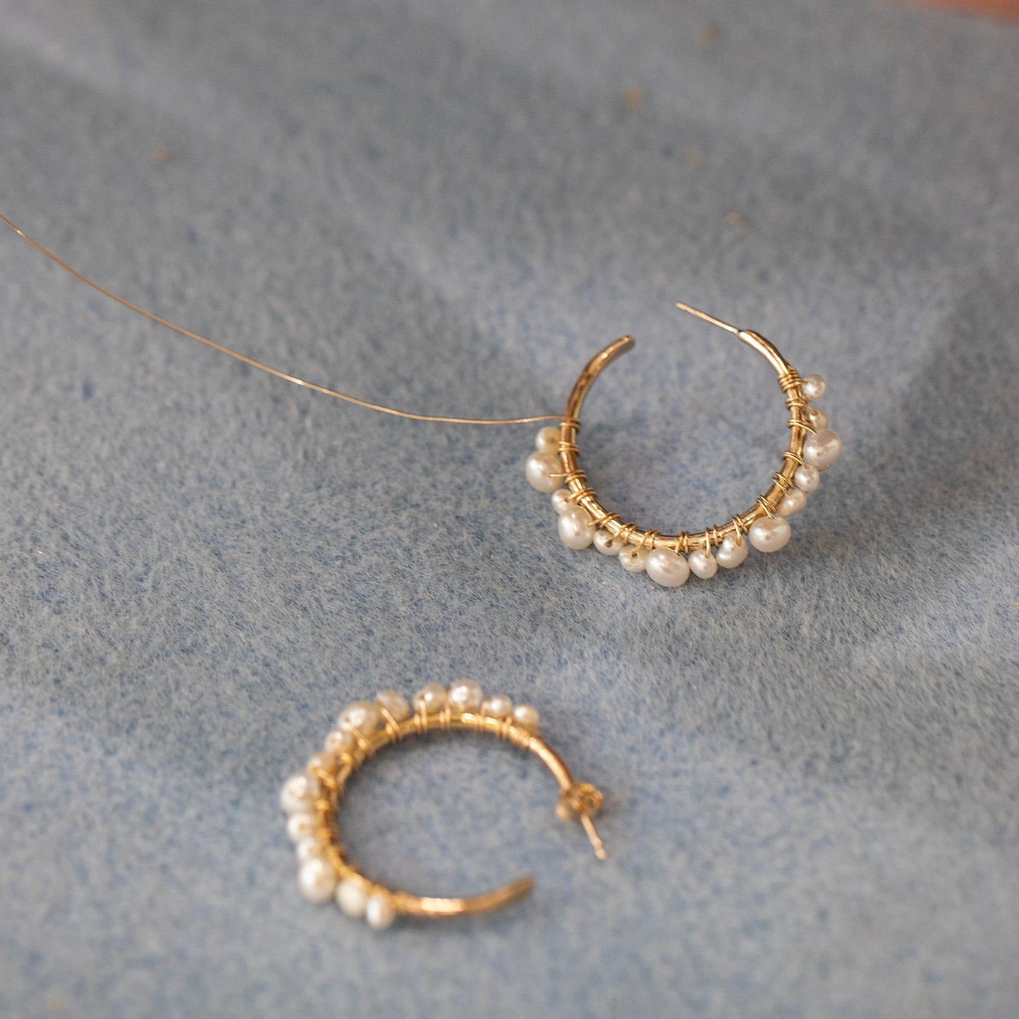 End of Exams Gift - Pearls of Wisdom Hoop Earrings - Silver & Gold