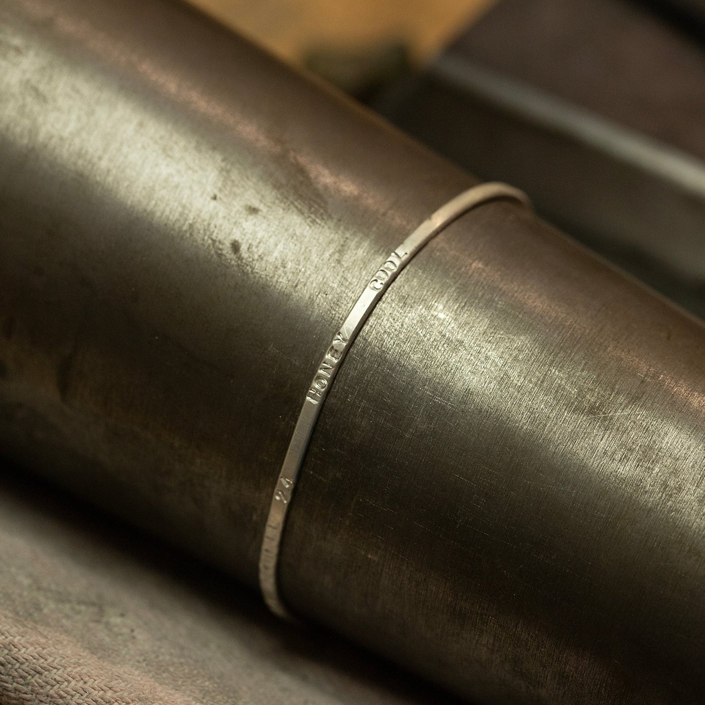 Personalised Cherry Blossom Bangle - Luck - Silver