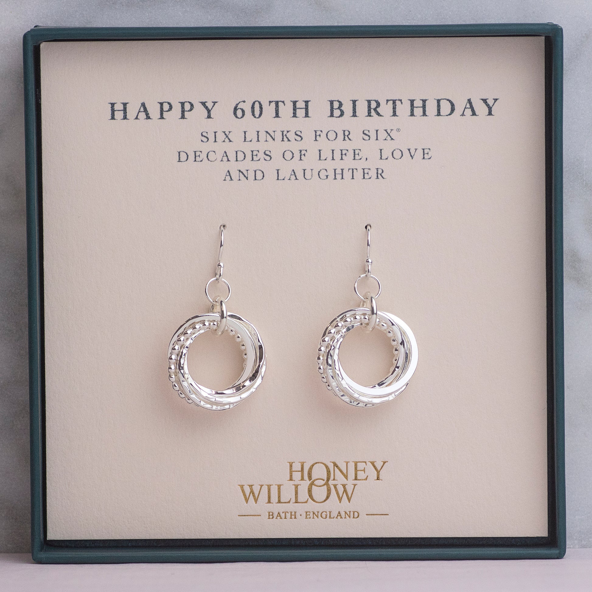 60th Birthday Earrings - The Original 6 Links for 6 Decades Earrings - Petite Silver