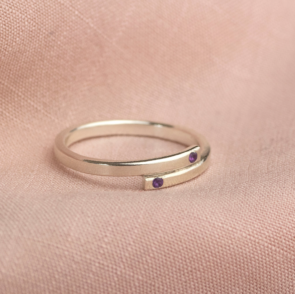 Twin birthstone hot sale ring