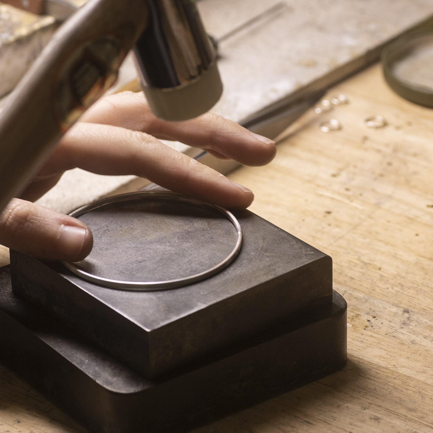 25th Birthday Gift - Double Linked Bangle - Silver