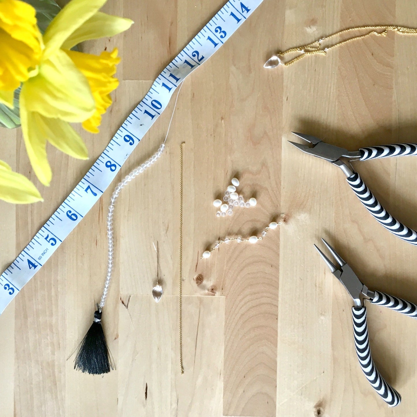 Long Pearl Tassel Earrings - Clara