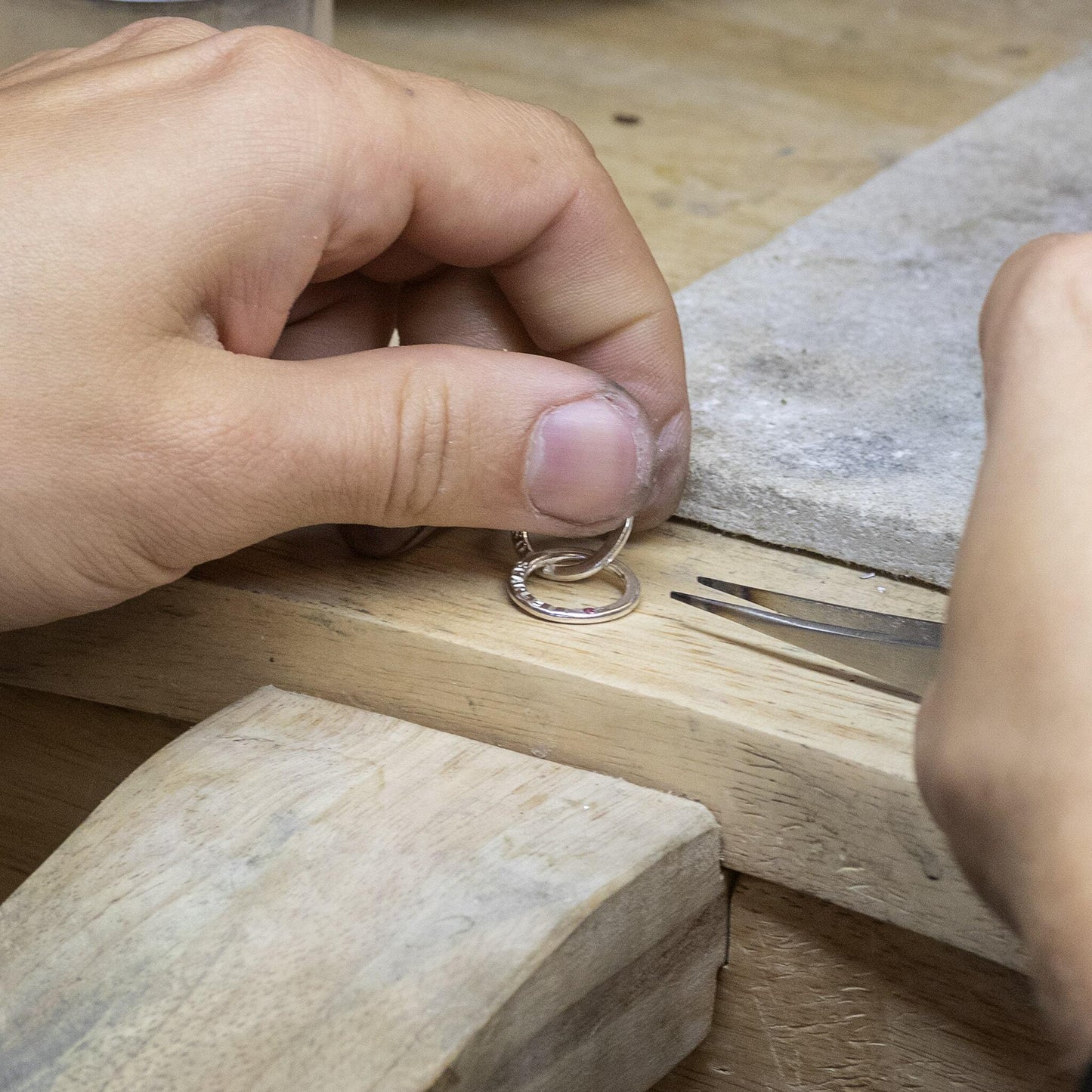 Personalised 3rd Anniversary Birthstone Necklace - The Original 3 Rings for 3 Years Necklace - Petite Silver & Gold