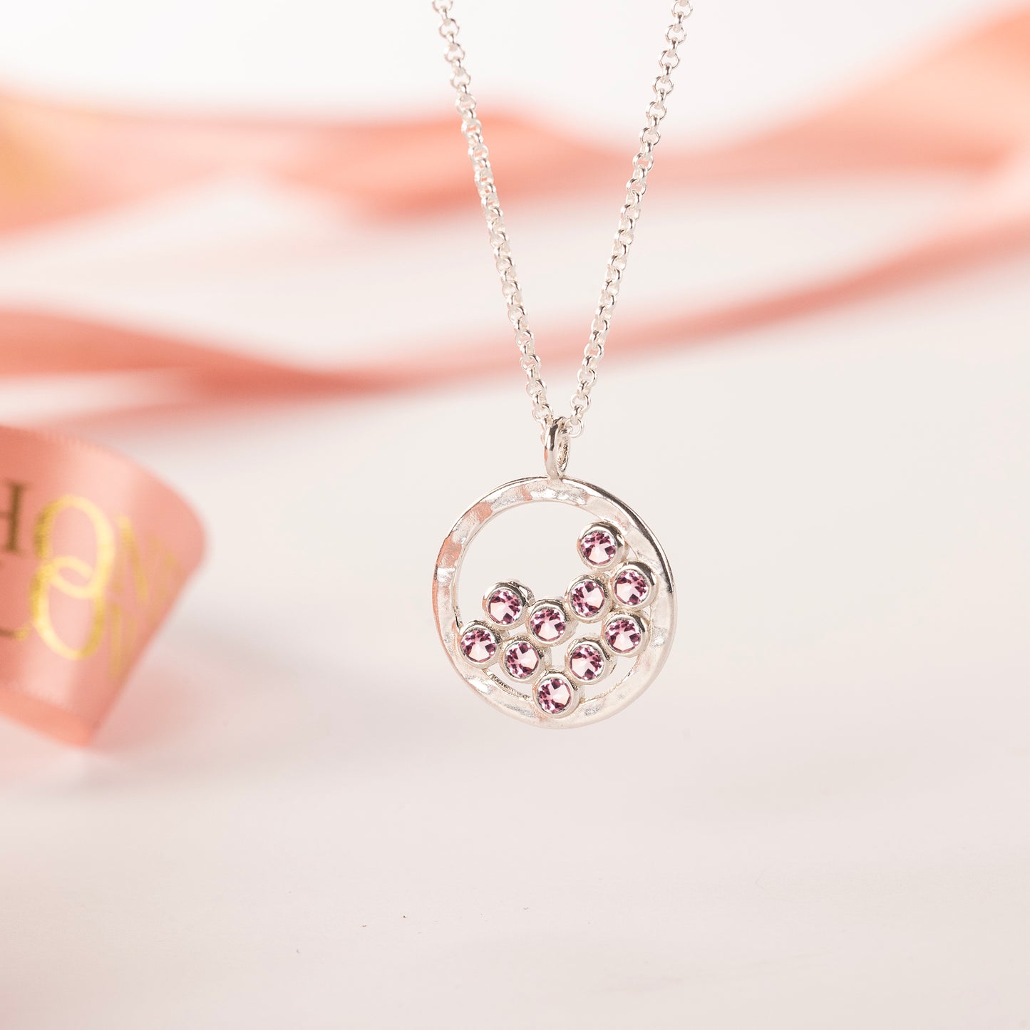 100th Birthday Necklace - 10 Birthstones for 10 Decades - Silver