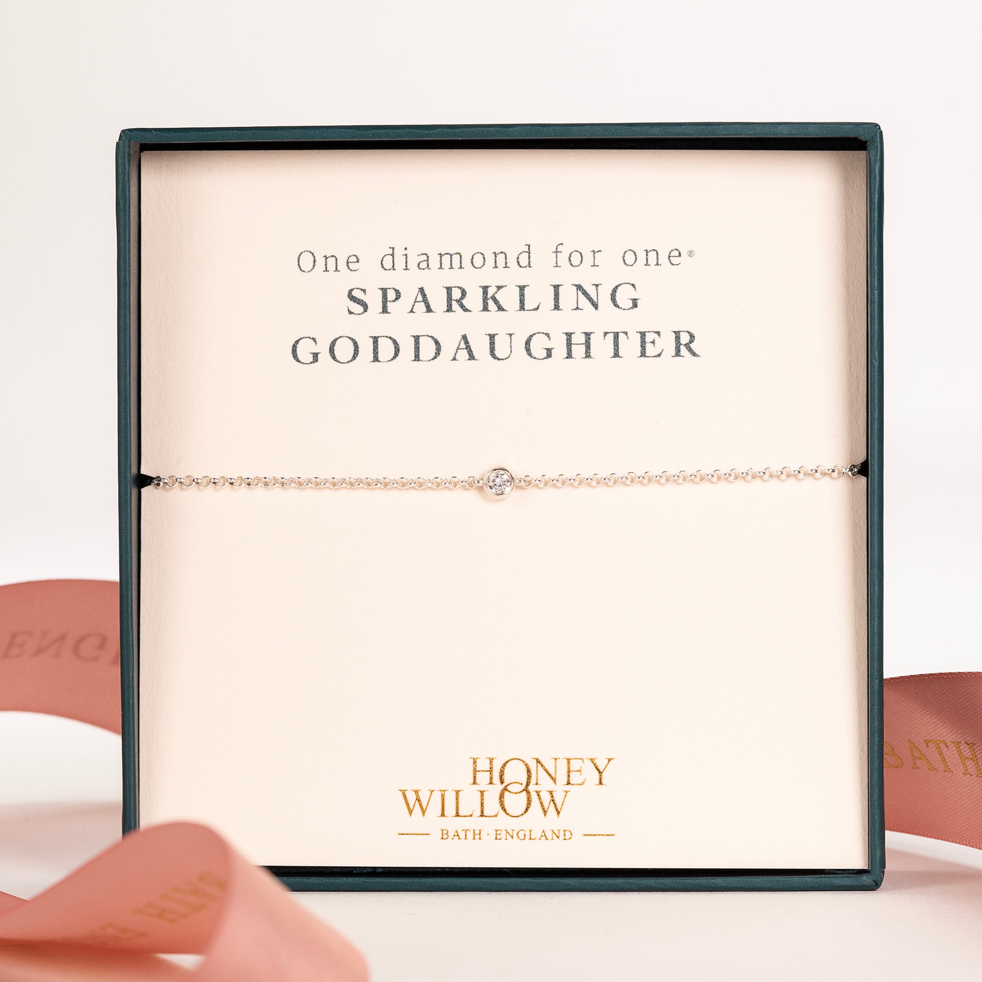 Gift for Goddaughter - Single Diamond Bracelet - Lab Grown Diamond - Silver