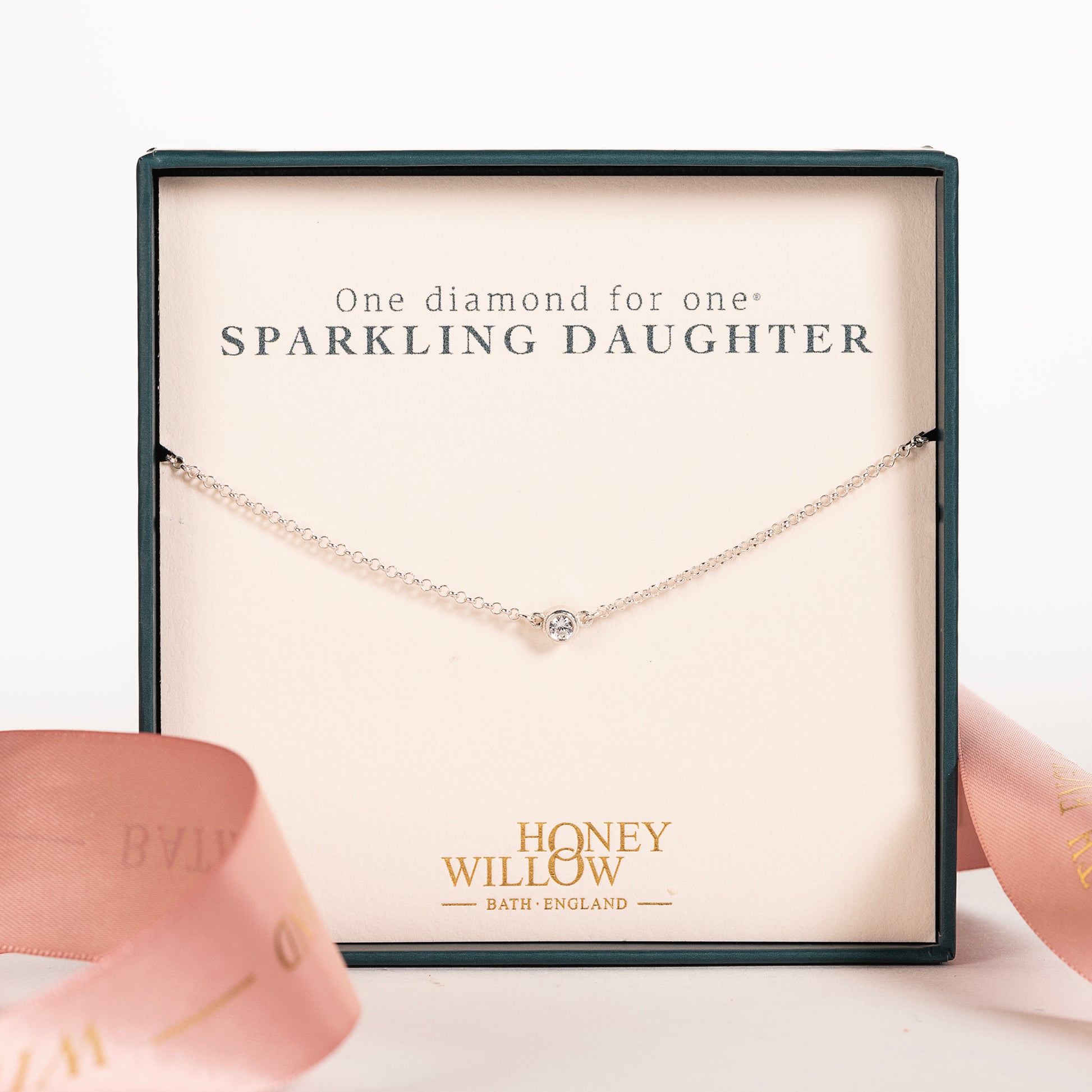 Gift for Daughter - Single Diamond Necklace - Lab Grown Diamond - Silver