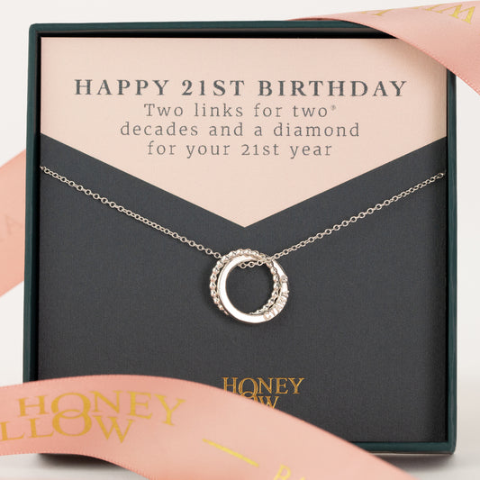21st Birthday Gift - Personalised Double Link Necklace with Diamond