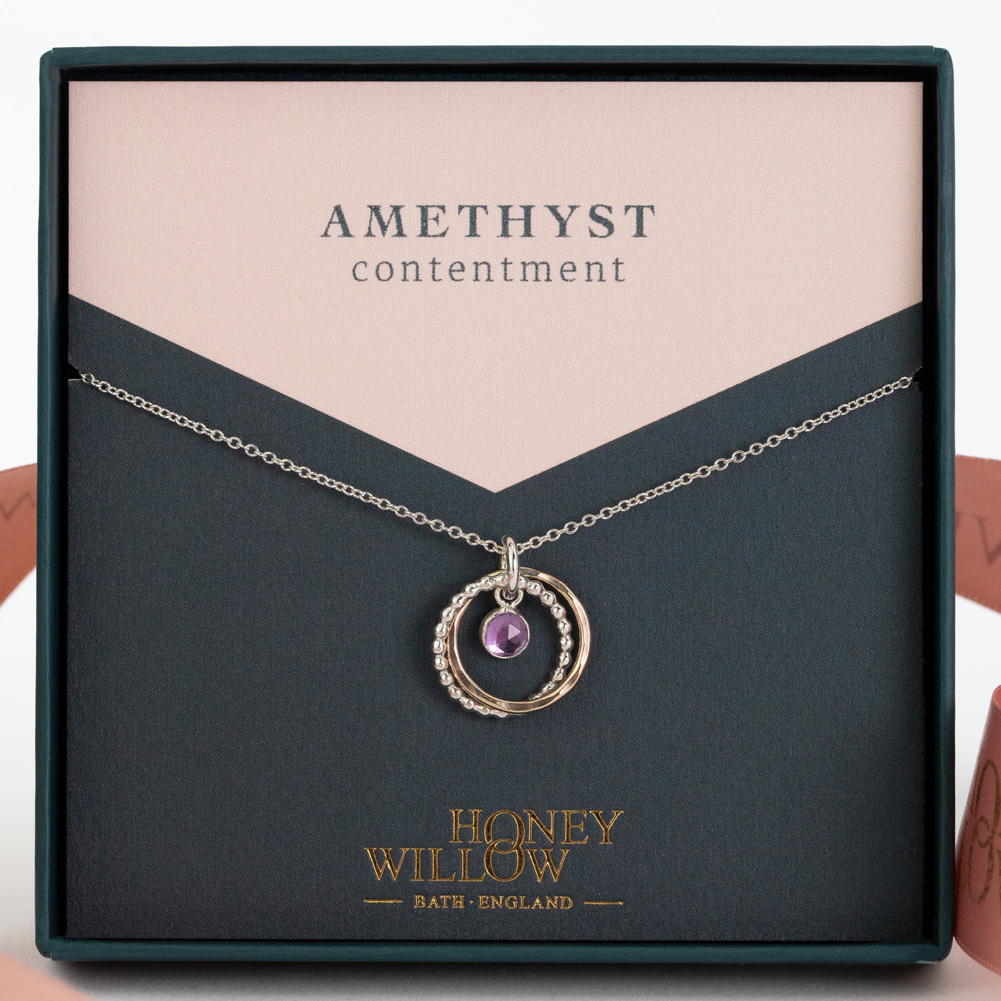 Amethyst Necklace - Contentment - Silver & Gold