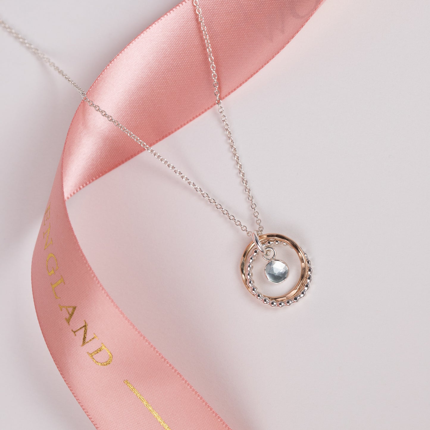 Aquamarine Necklace - Hope - Silver & Gold
