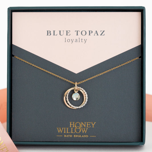Blue Topaz Necklace - Loyalty - Silver & Gold