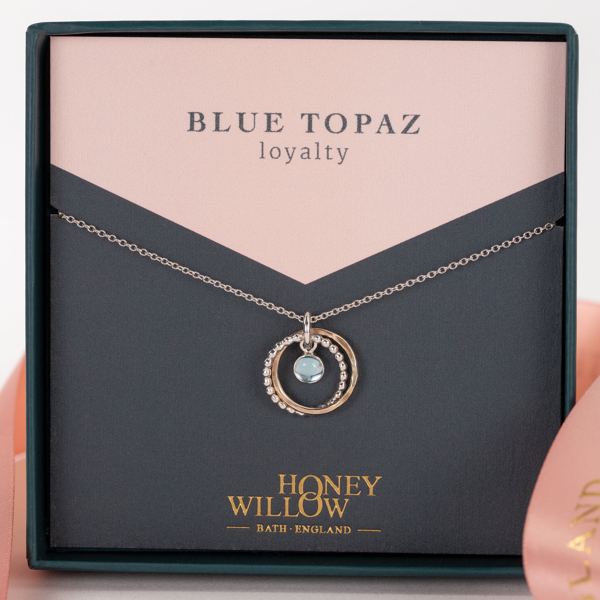 Blue Topaz Necklace - Loyalty - Silver & Gold