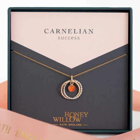 Carnelian Necklace - Success - Silver & Gold