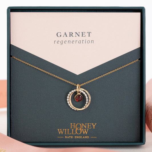 Garnet Necklace - Regeneration - Silver & Gold