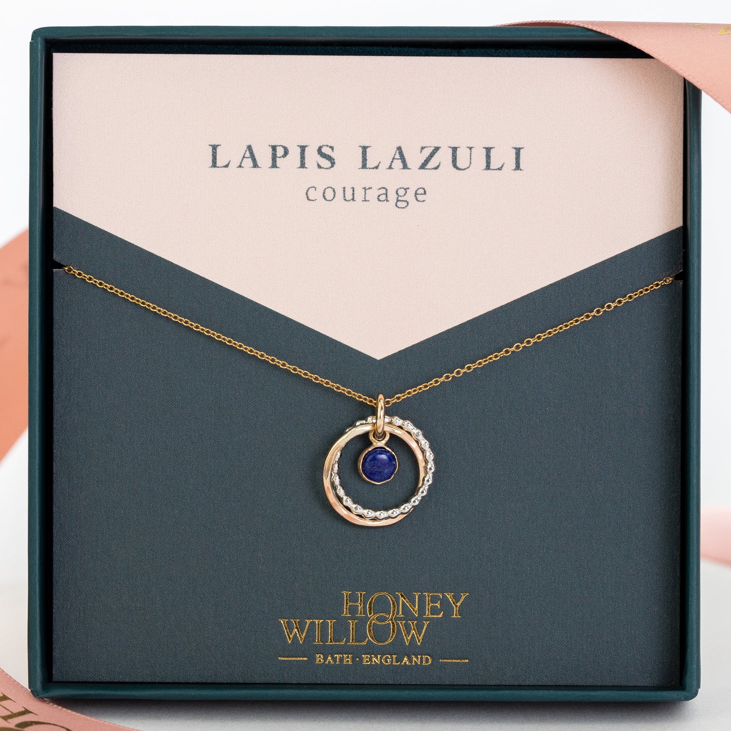 Lapis Lazuli Necklace - Courage - Silver & Gold