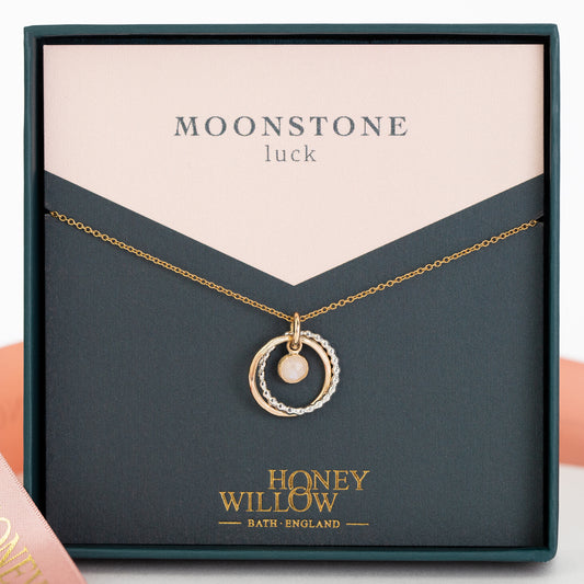 Moonstone Necklace - Luck - Silver & Gold