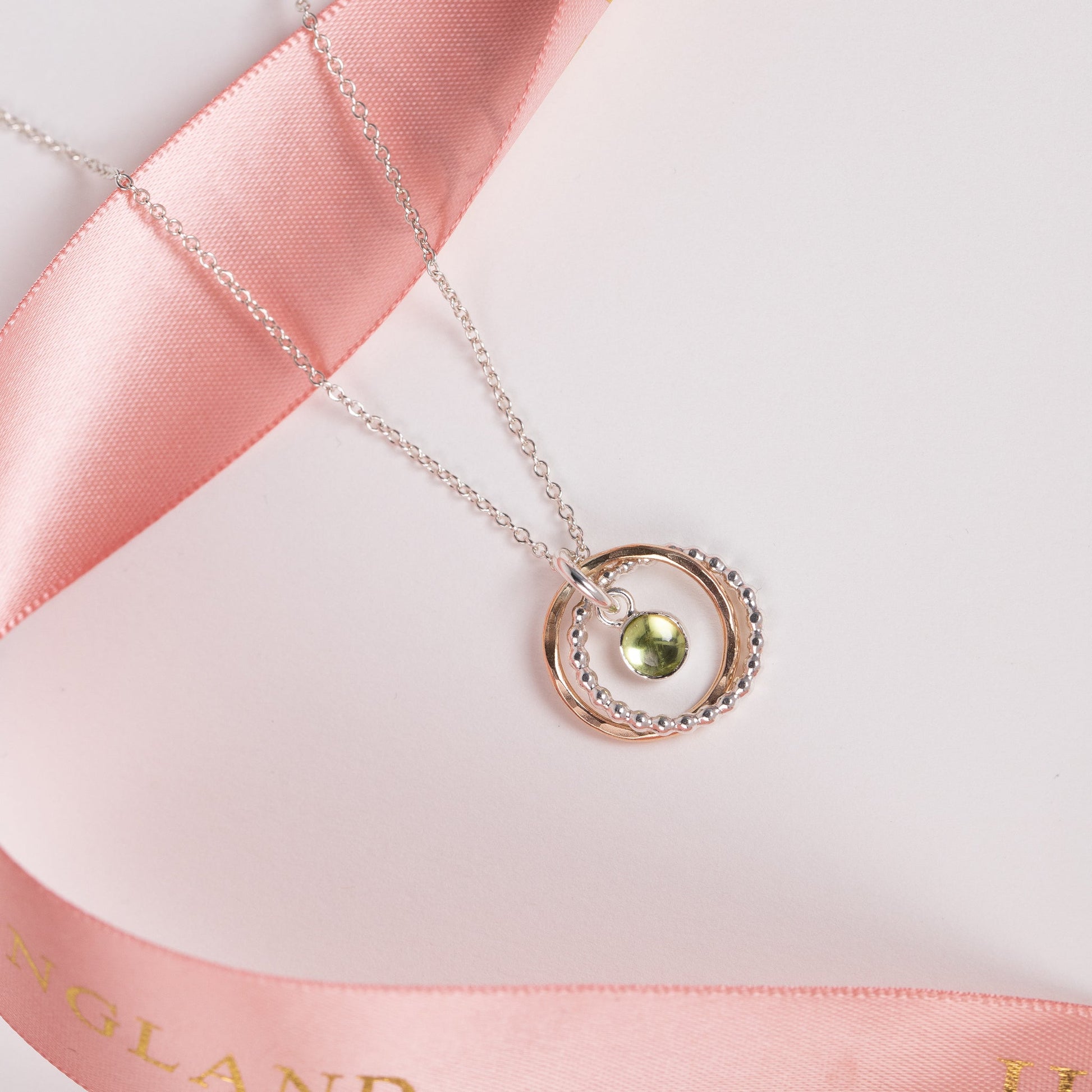 Gift for Friend - Peridot Friendship Necklace - Silver & Gold