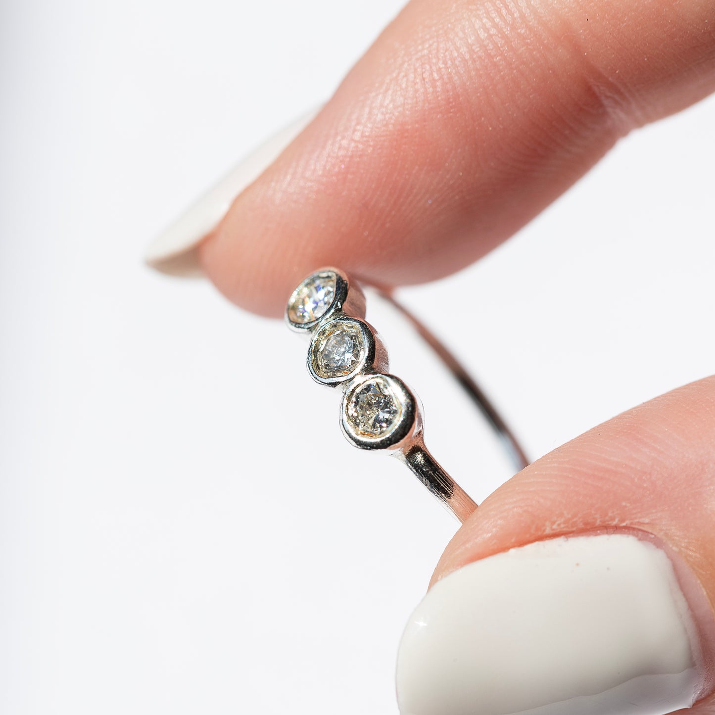 Dainty Diamond Trio Ring - Lab Grown Diamonds & Silver