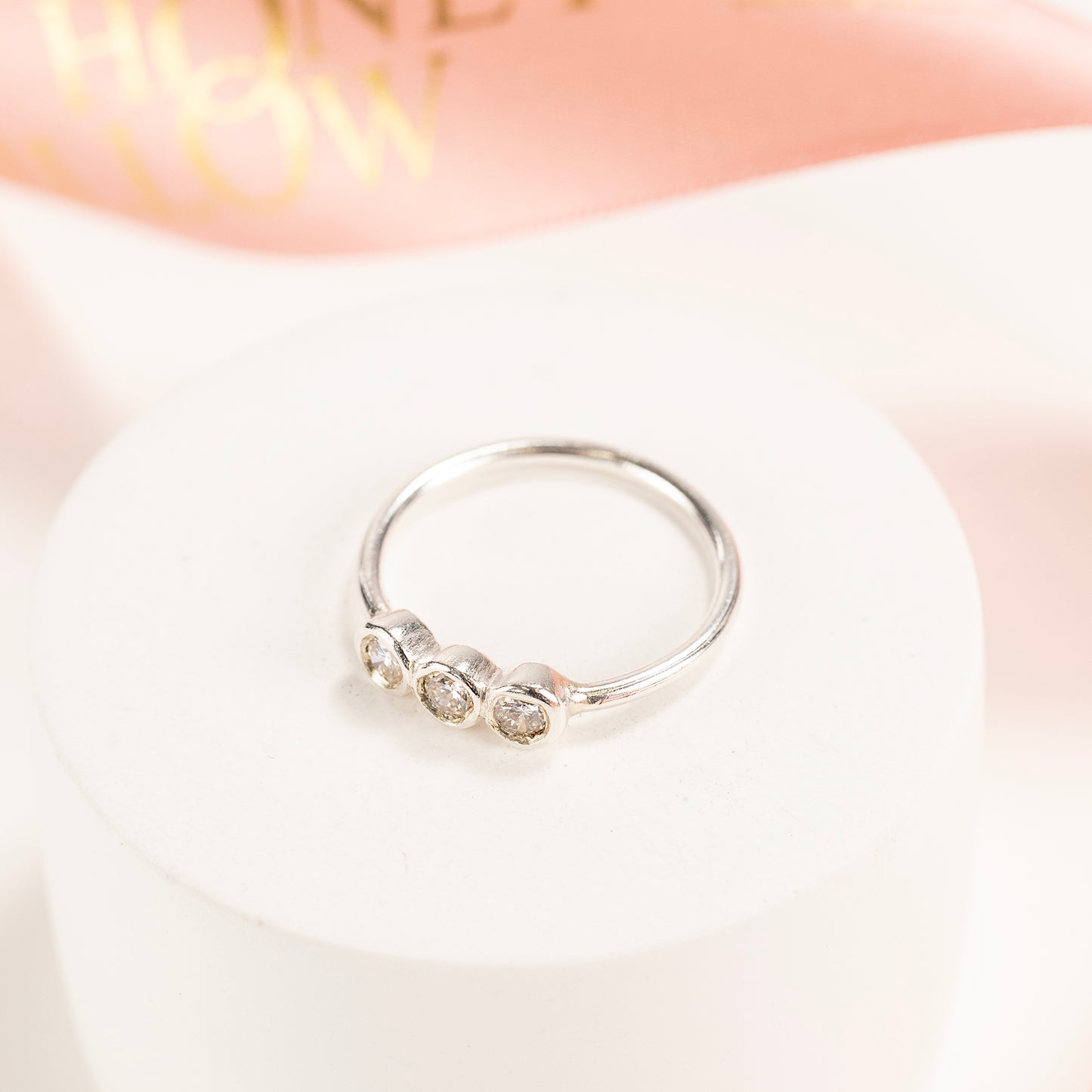 Dainty Diamond Trio Ring - Lab Grown Diamonds & Silver