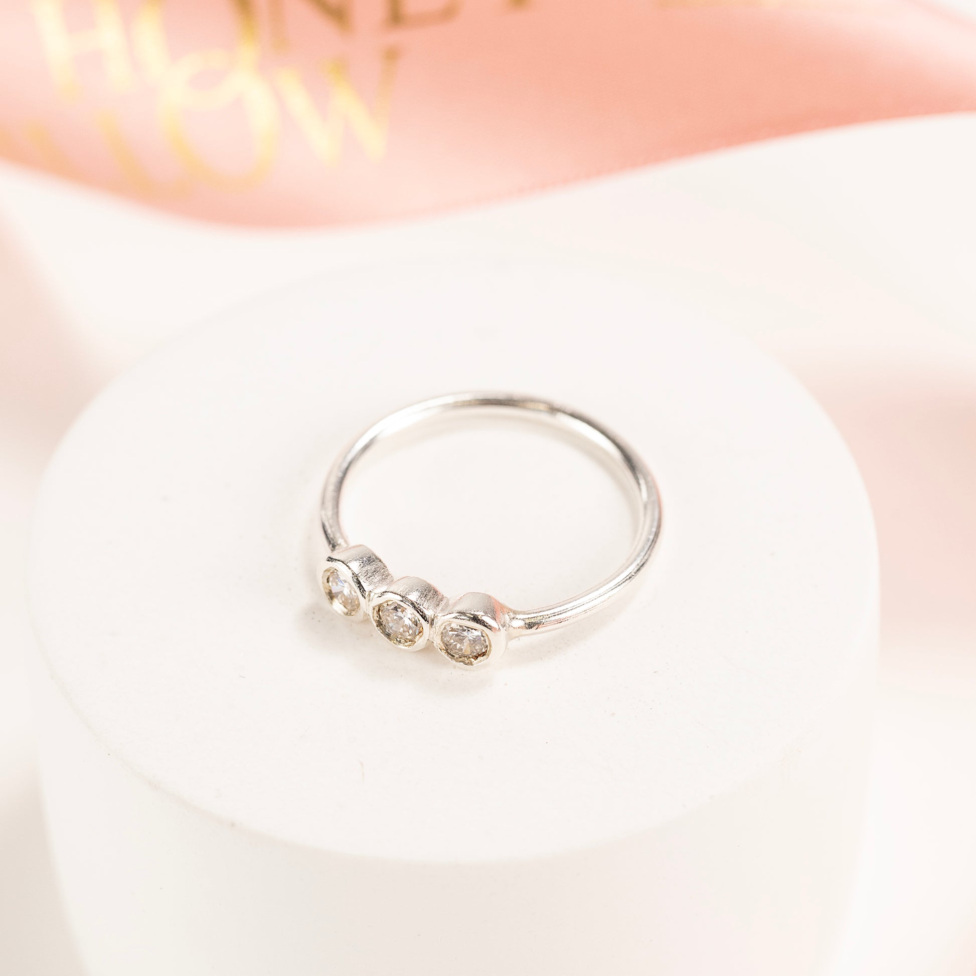Dainty Diamond Trio Ring - Lab Grown Diamonds & Silver