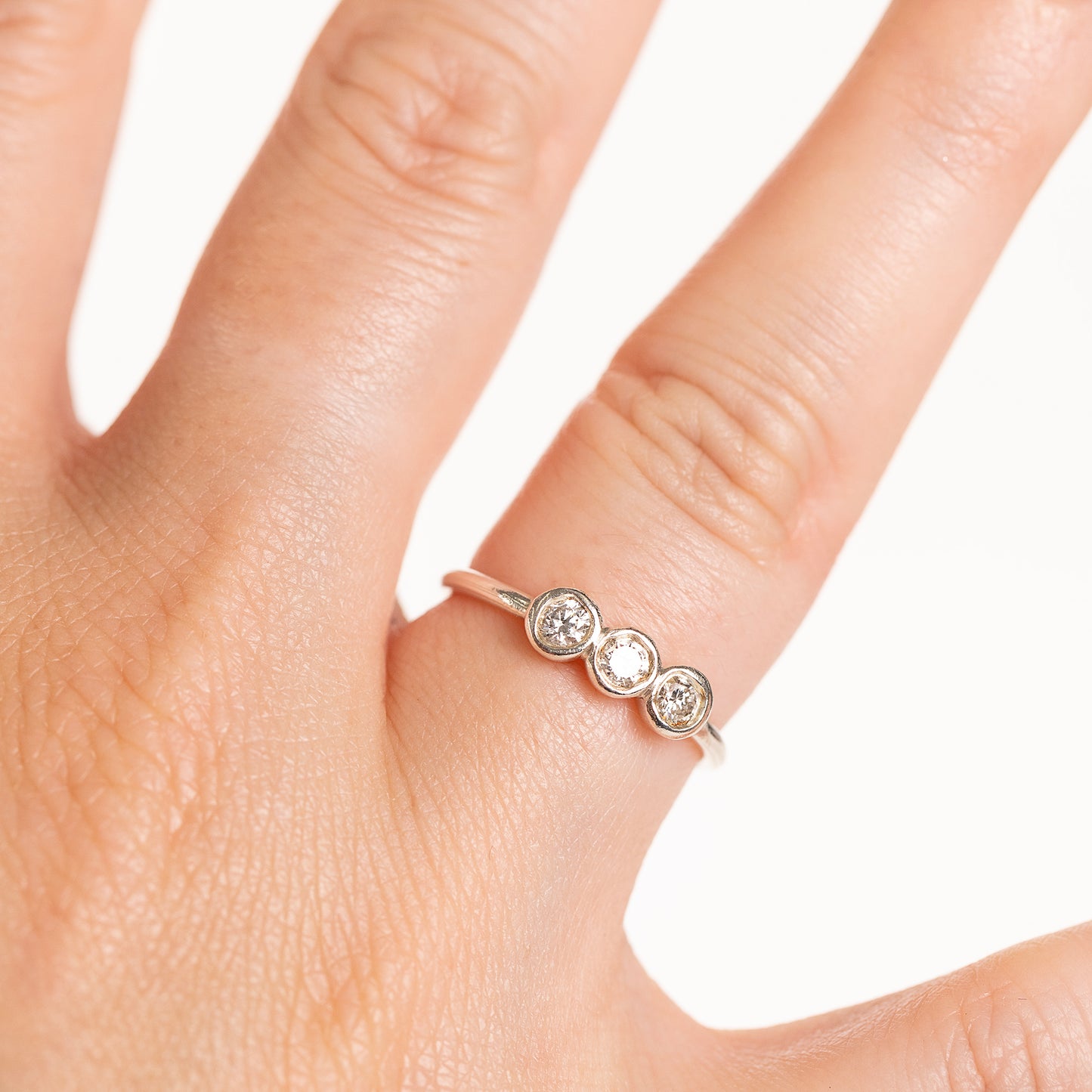 Dainty Diamond Trio Ring - Lab Grown Diamonds & Silver