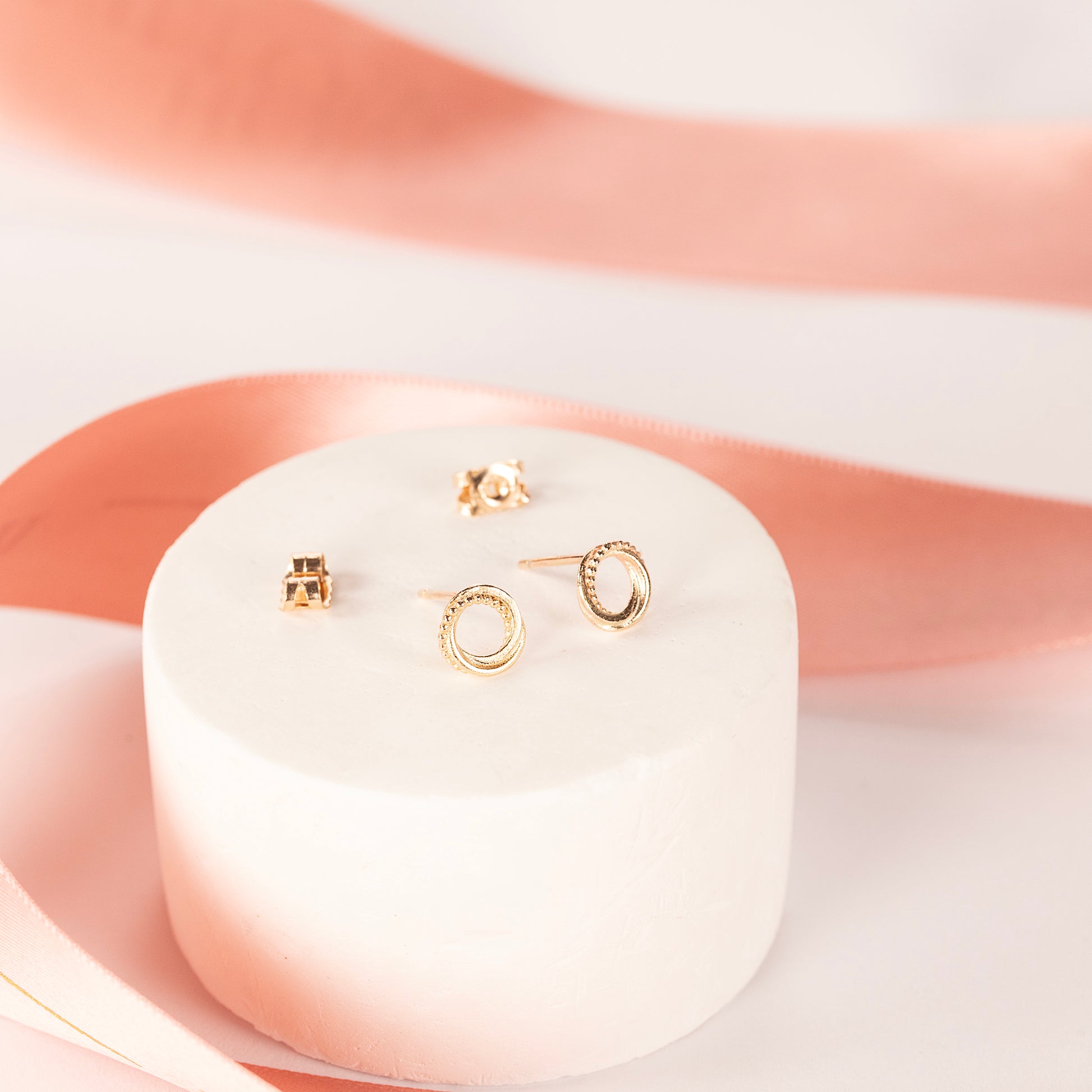 30th Birthday Stud Earrings - The Original 3 Links for 3 Decades - 9kt Gold