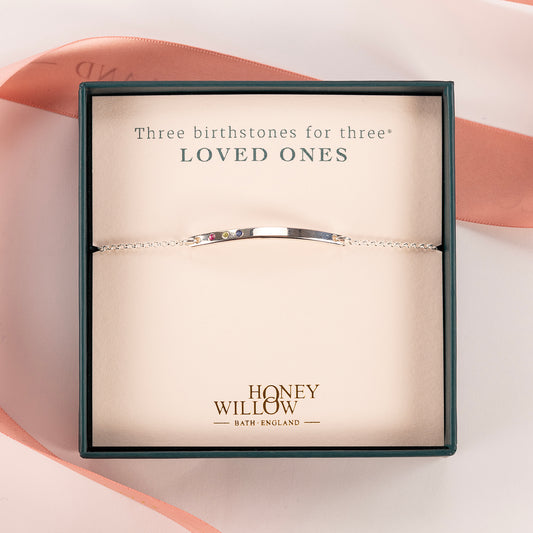 Family Birthstone Bar Bracelet - Birthstones for Loved Ones - Silver