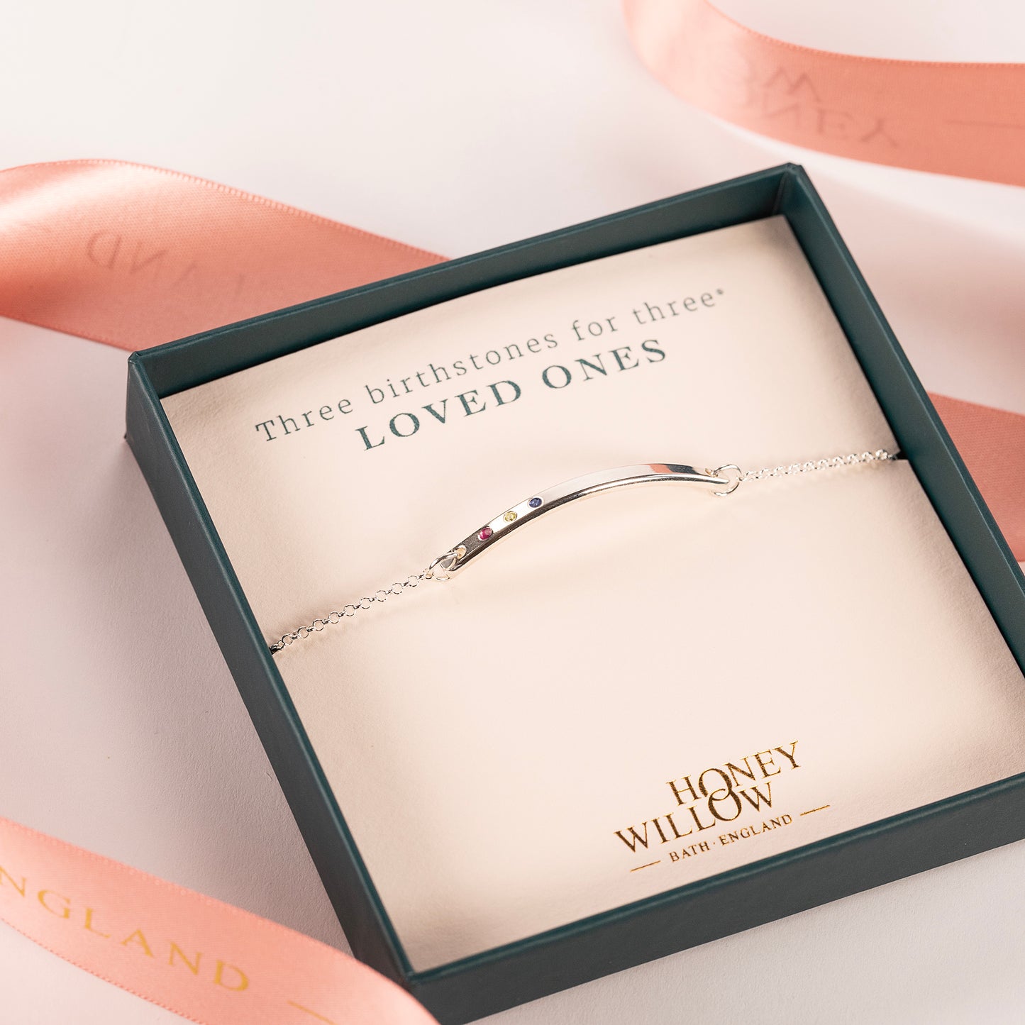 Family Birthstone Bar Bracelet - Birthstones for Loved Ones - Silver