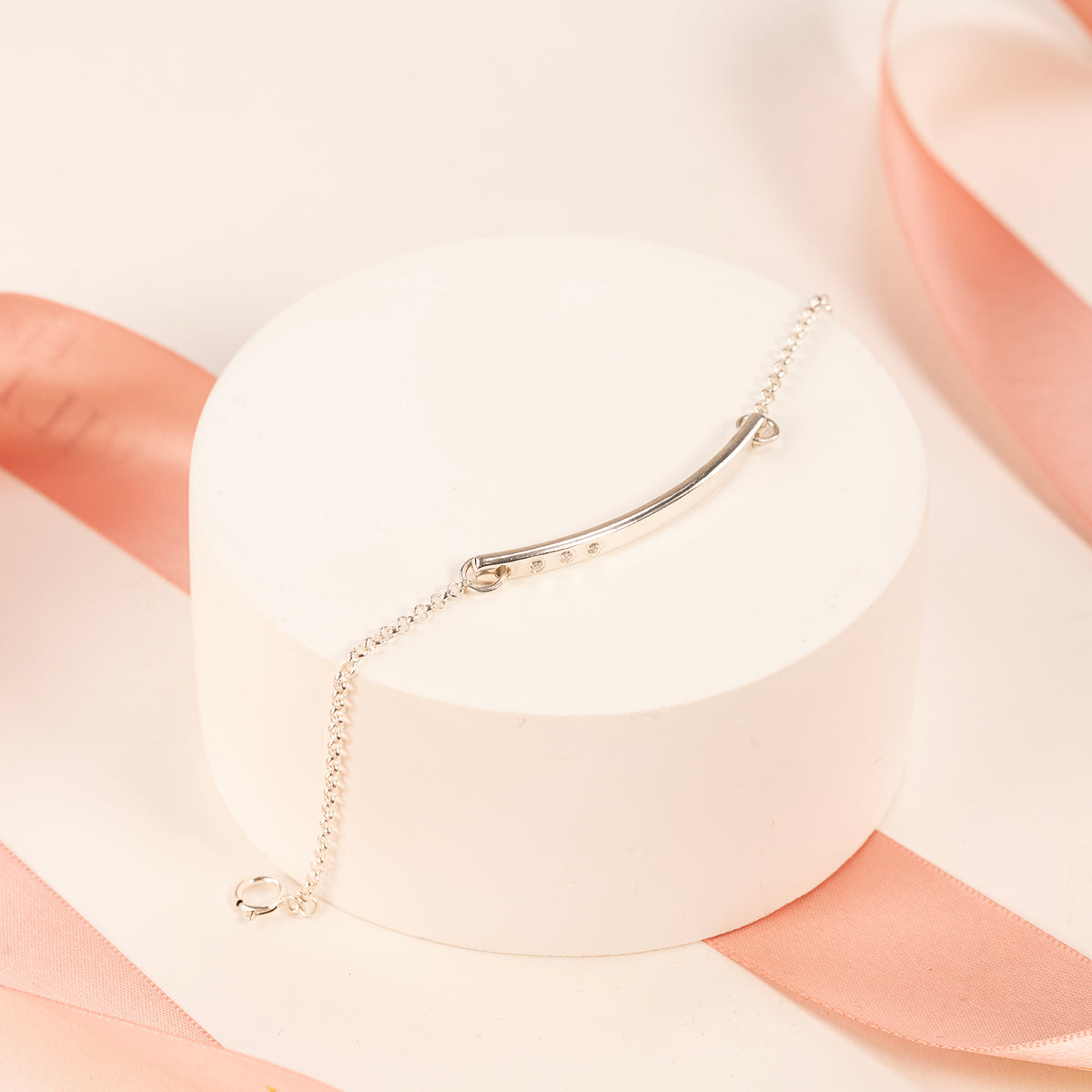 30th Birthday Gift - Diamond Bar Bracelet - 3 Diamonds for 3 Decades - Silver & Lab Grown Diamonds