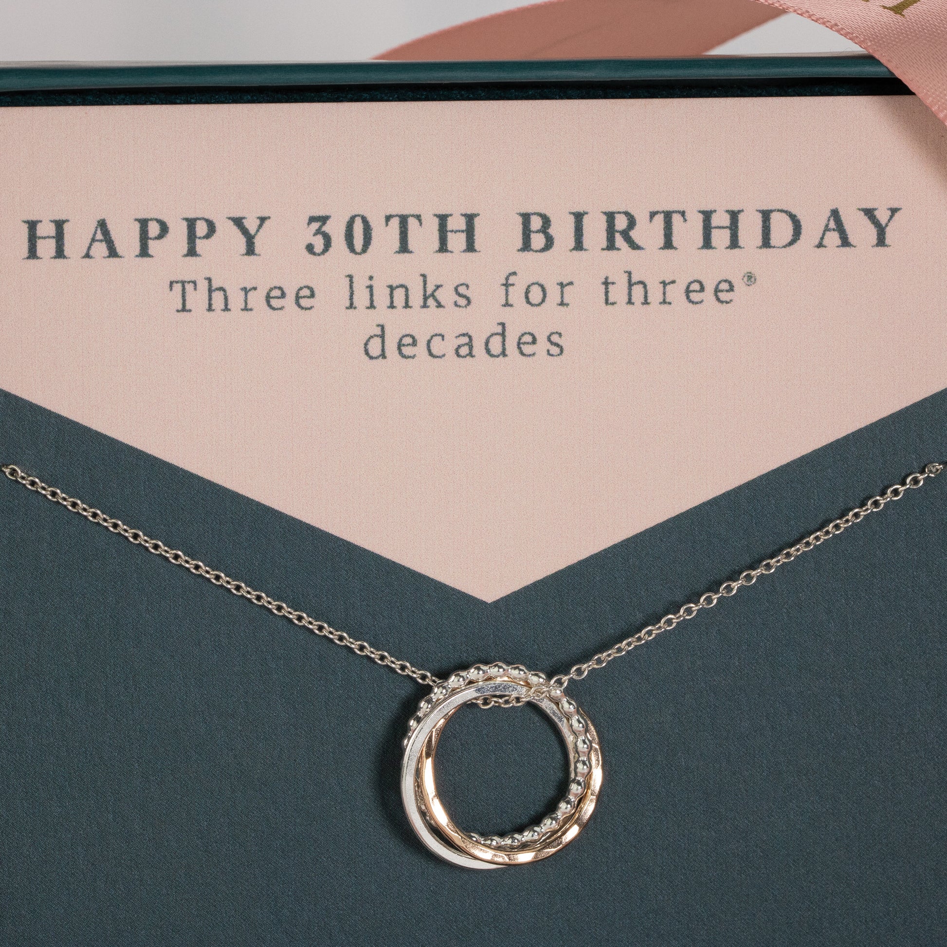 30th Birthday Necklace - The Original 3 Links for 3 Decades Necklace - Petite Silver & Gold