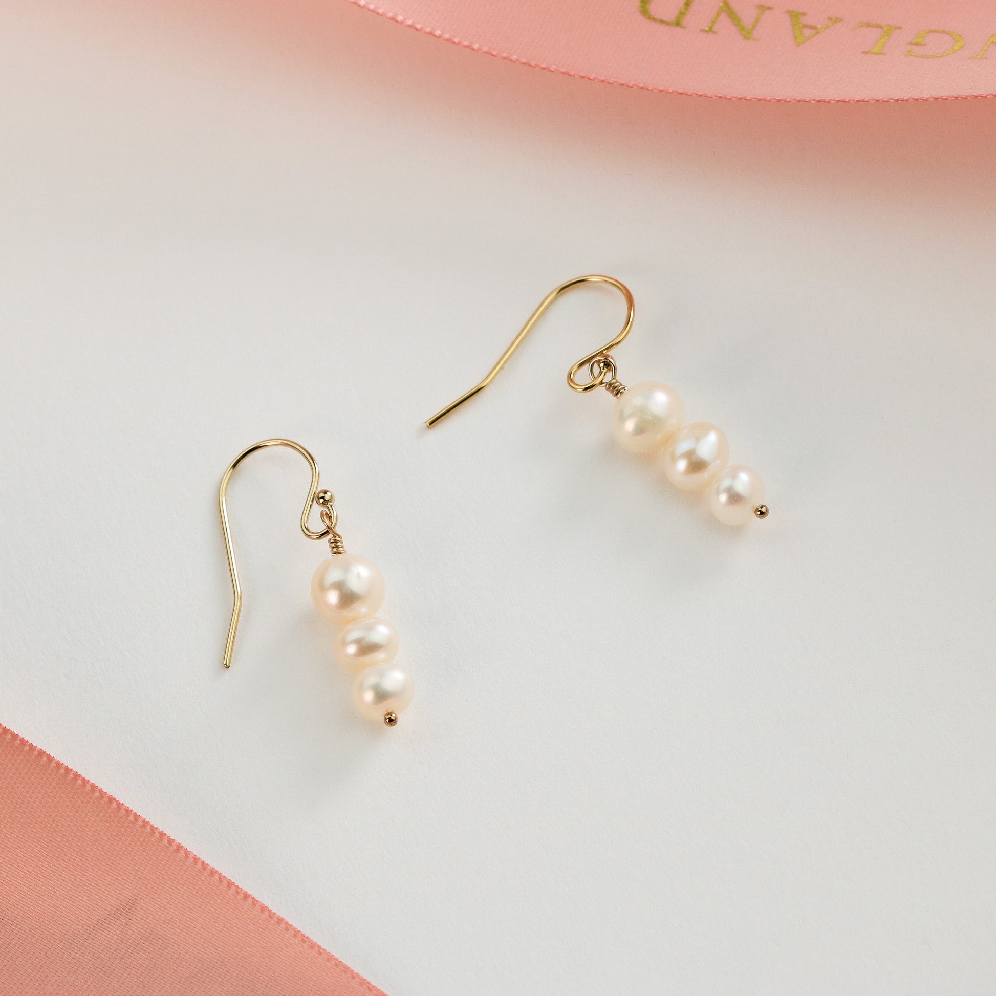 30th Birthday Earrings - 3 Pearls for 3 Decades - Silver & Gold