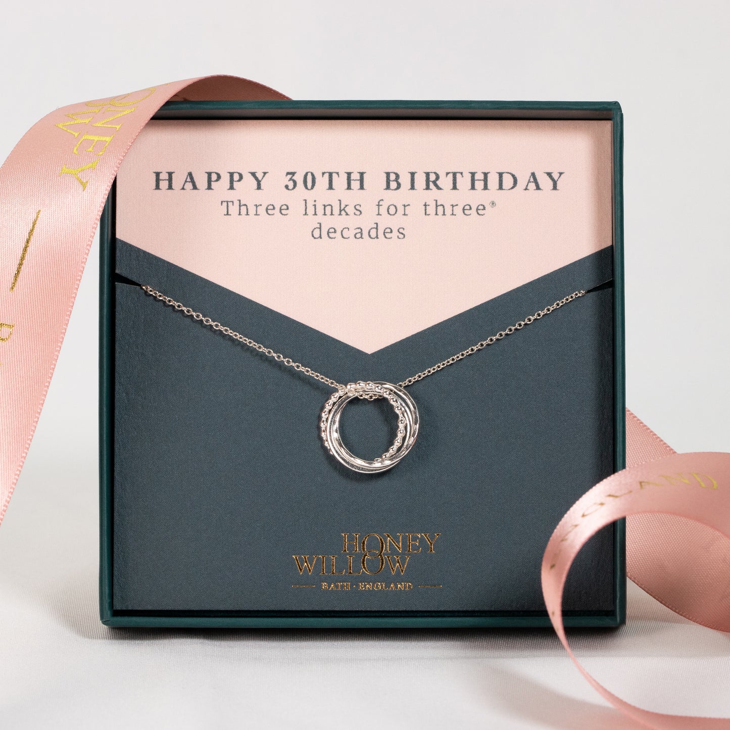 30th Birthday Necklace - The Original 3 Links for 3 Decades Necklace - Petite Silver