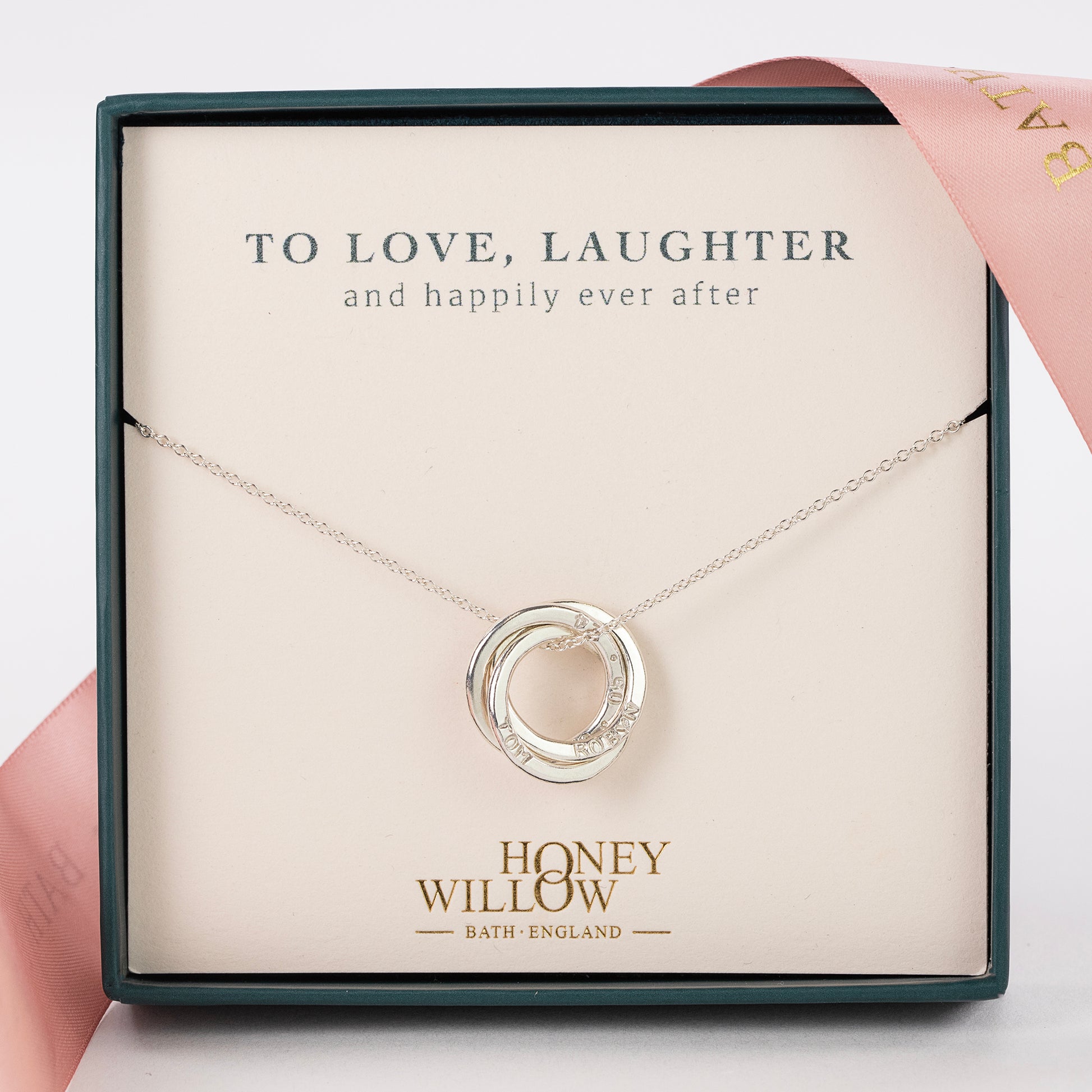 Wedding Day Gift for Bride from Groom - Personalised Silver Name Neckl – Honey Willow - handmade jewellery
