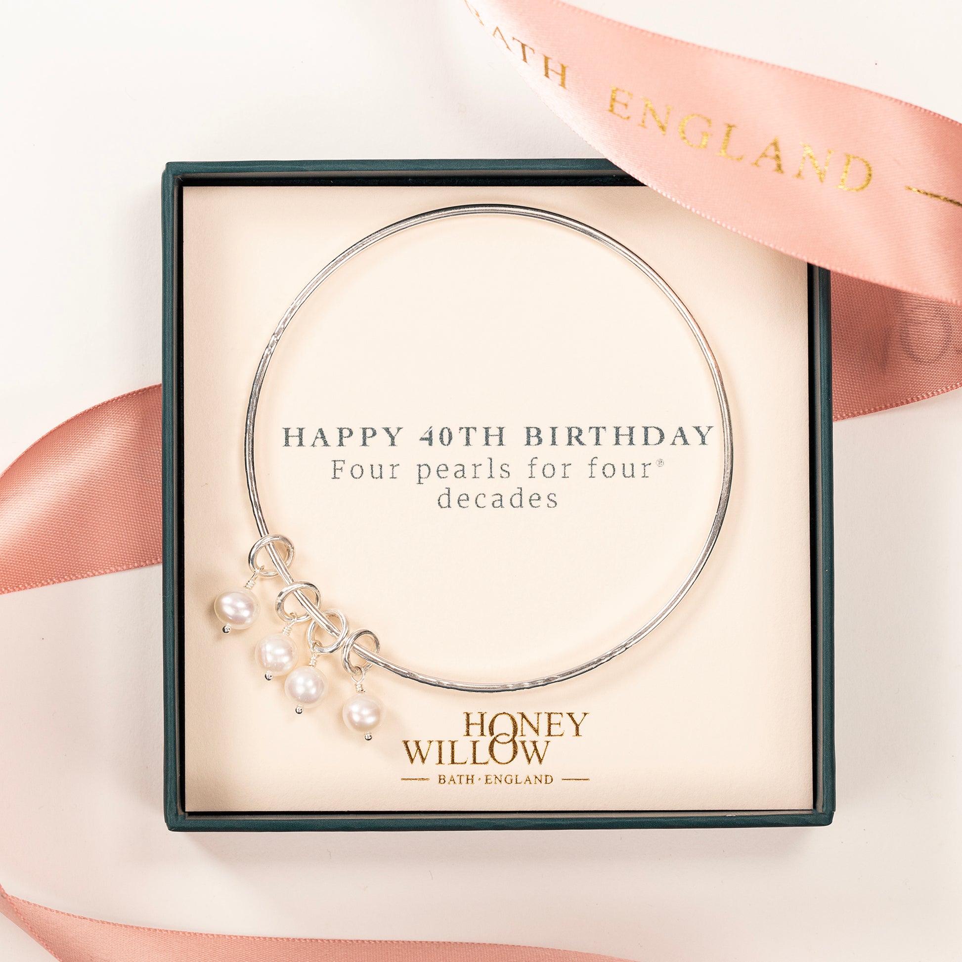 Personalised 40th Birthday Bangle Pearls for Decades